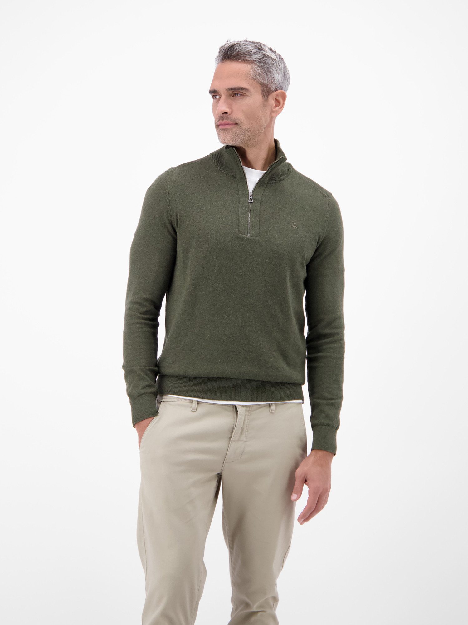 LERROS Troyer Flachstrickpullover mit Troyerkragen