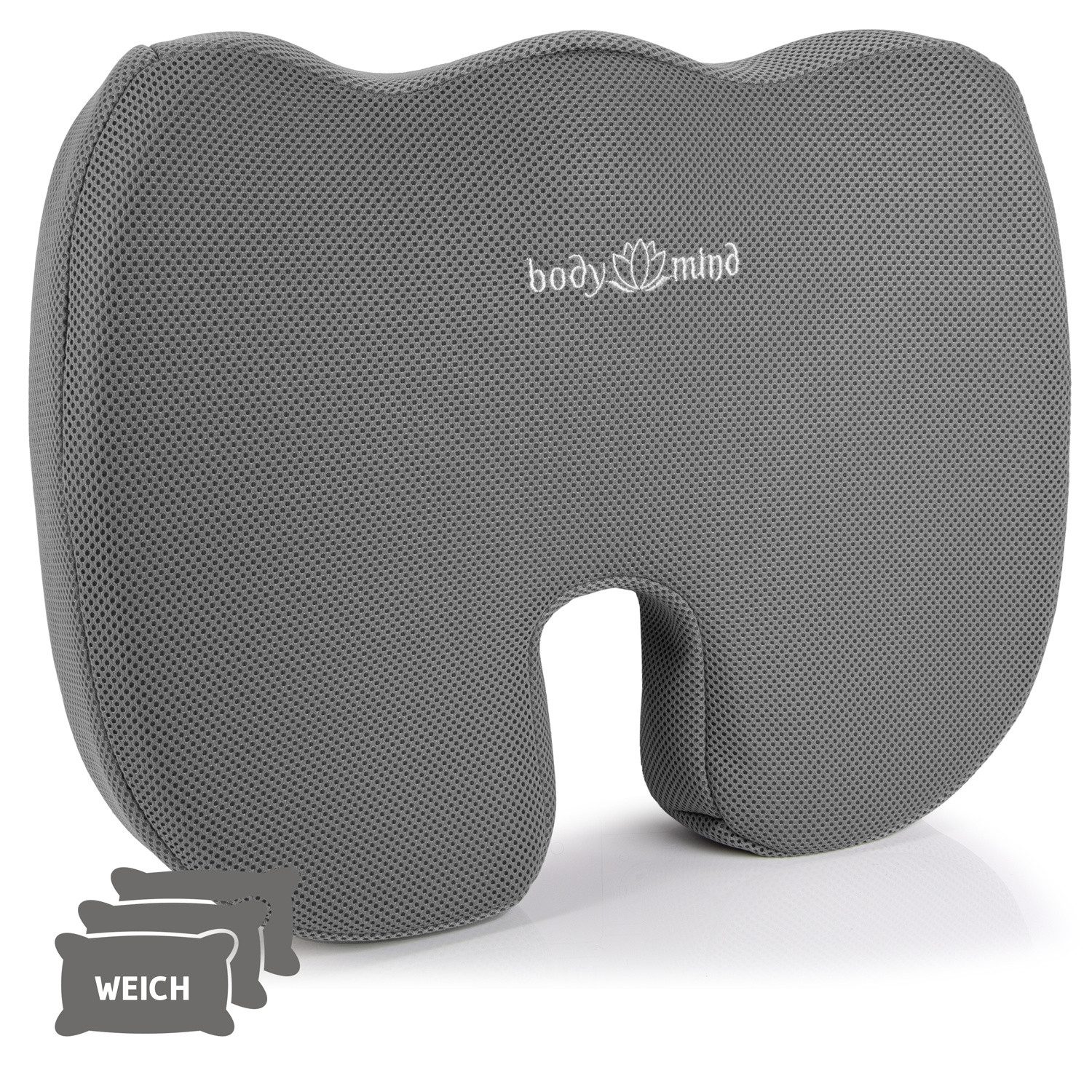 Body & Mind Sitzkissen Body & Mind Sitzkissen – Orthopädisches Keilkissen für Büro & Auto, Ergonomische Stuhlauflage Bürostuhl-Kissen