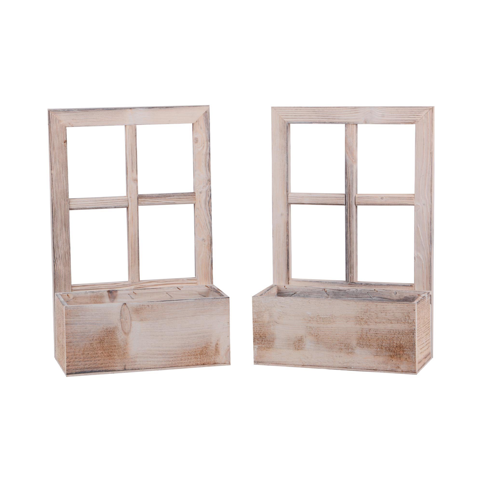 UNUS HOME Blumenkasten Deko Holzfenster mit Pflanzbank 2er Set (2 St)