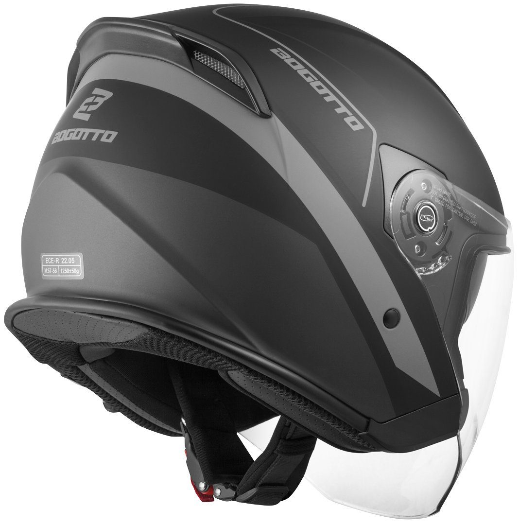 Bogotto Motorradhelm V586 Detri Jethelm, integriertes Sonnenvisier