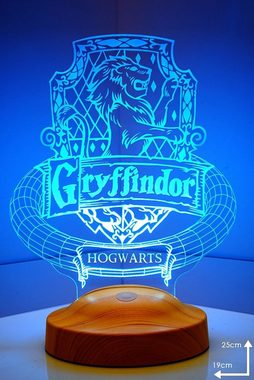 Geschenkelampe LED Nachttischlampe Gryffindor Hogwarts Harry Potter Nachtlicht Geschenke für Kinder, Leuchte 7 Farben fest integriert, Geburtstagsgeschenk für Freunde, Mädchen, Jungen, HP Fans