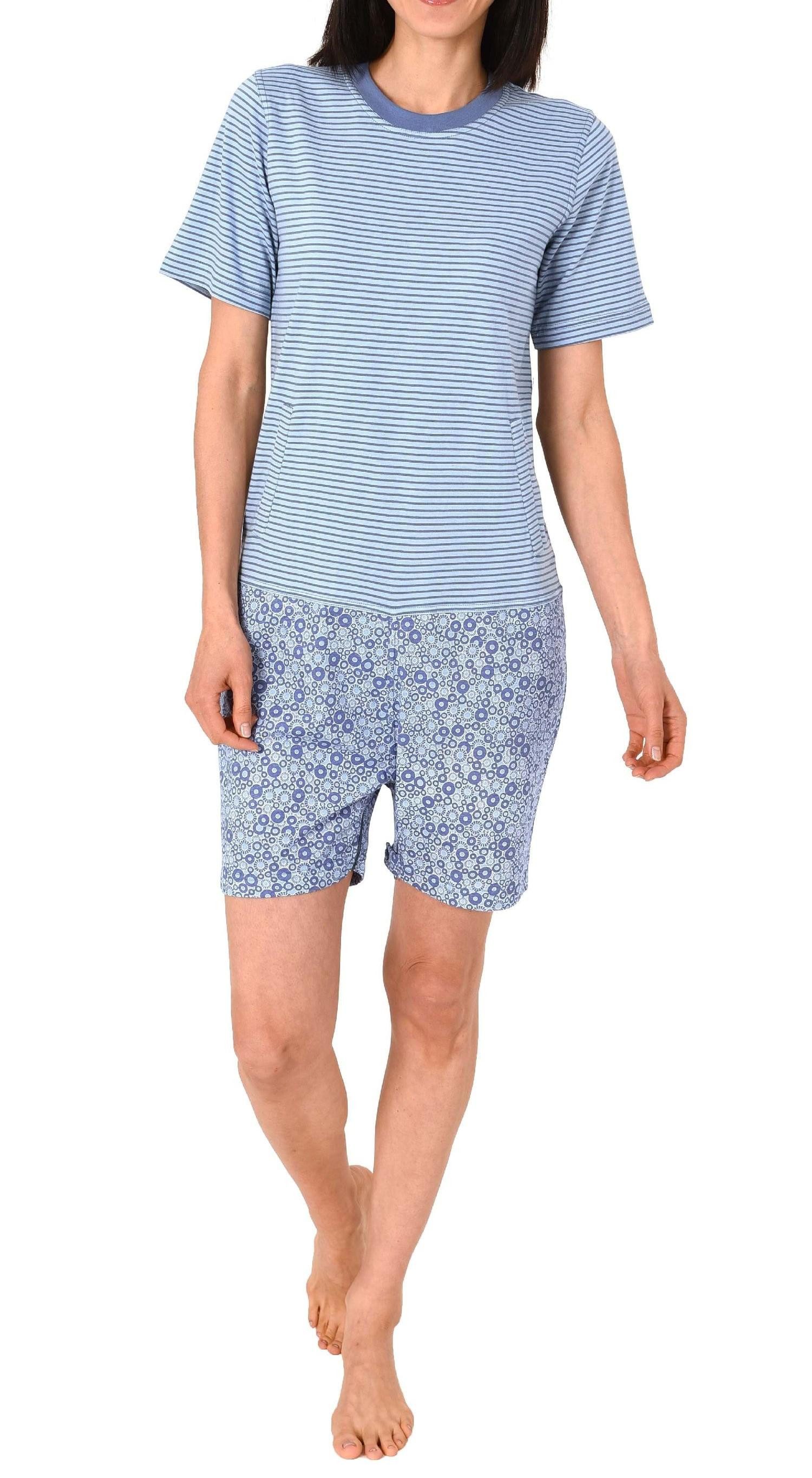 Normann Pyjama Damen Pflegeoverall kurzarm mit Reissverschluss am Rücken und am Bein