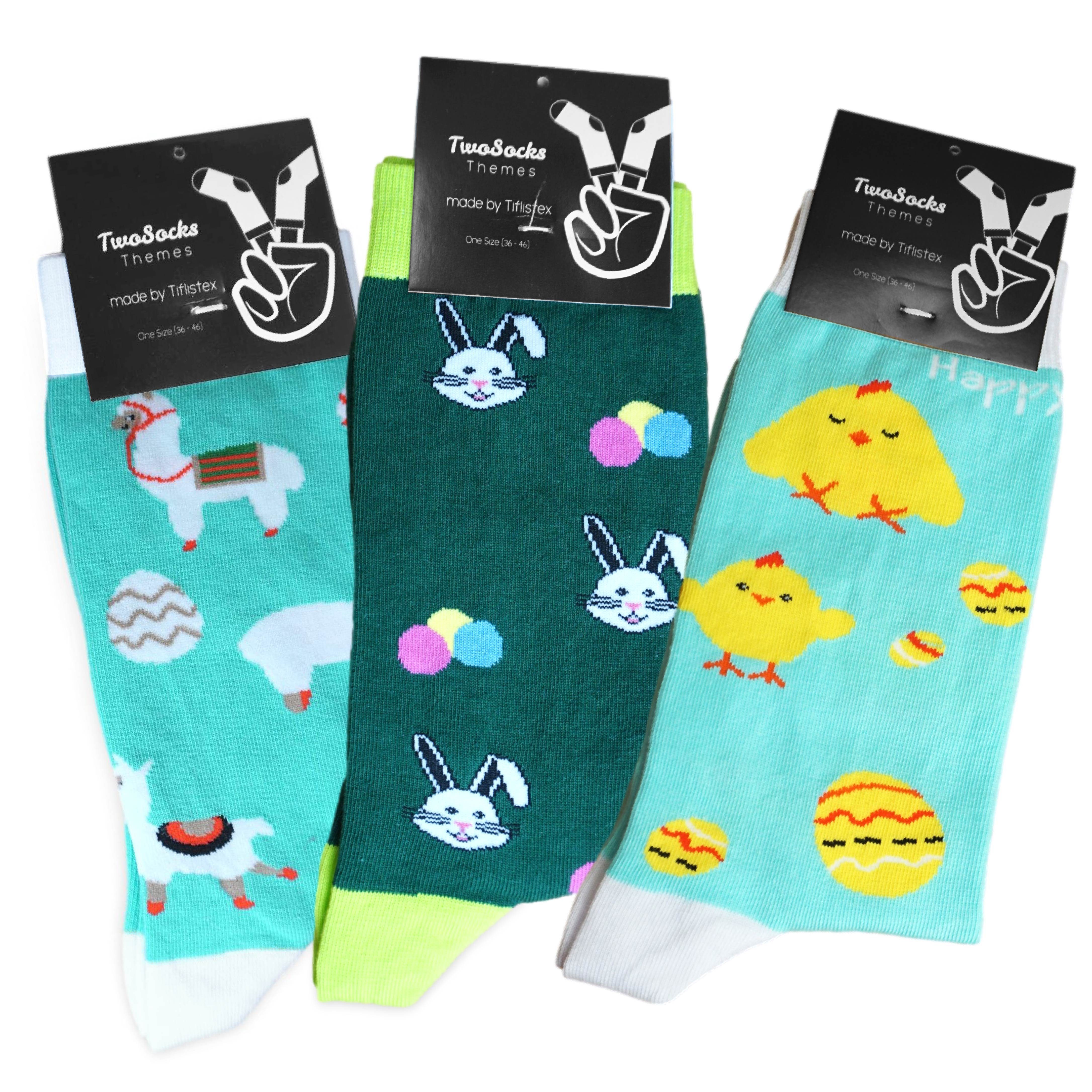 TwoSocks Freizeitsocken Ostern Носки 3er Set Damen & Herren Einheitsgröße Geschenk Ostern (3 Paar)