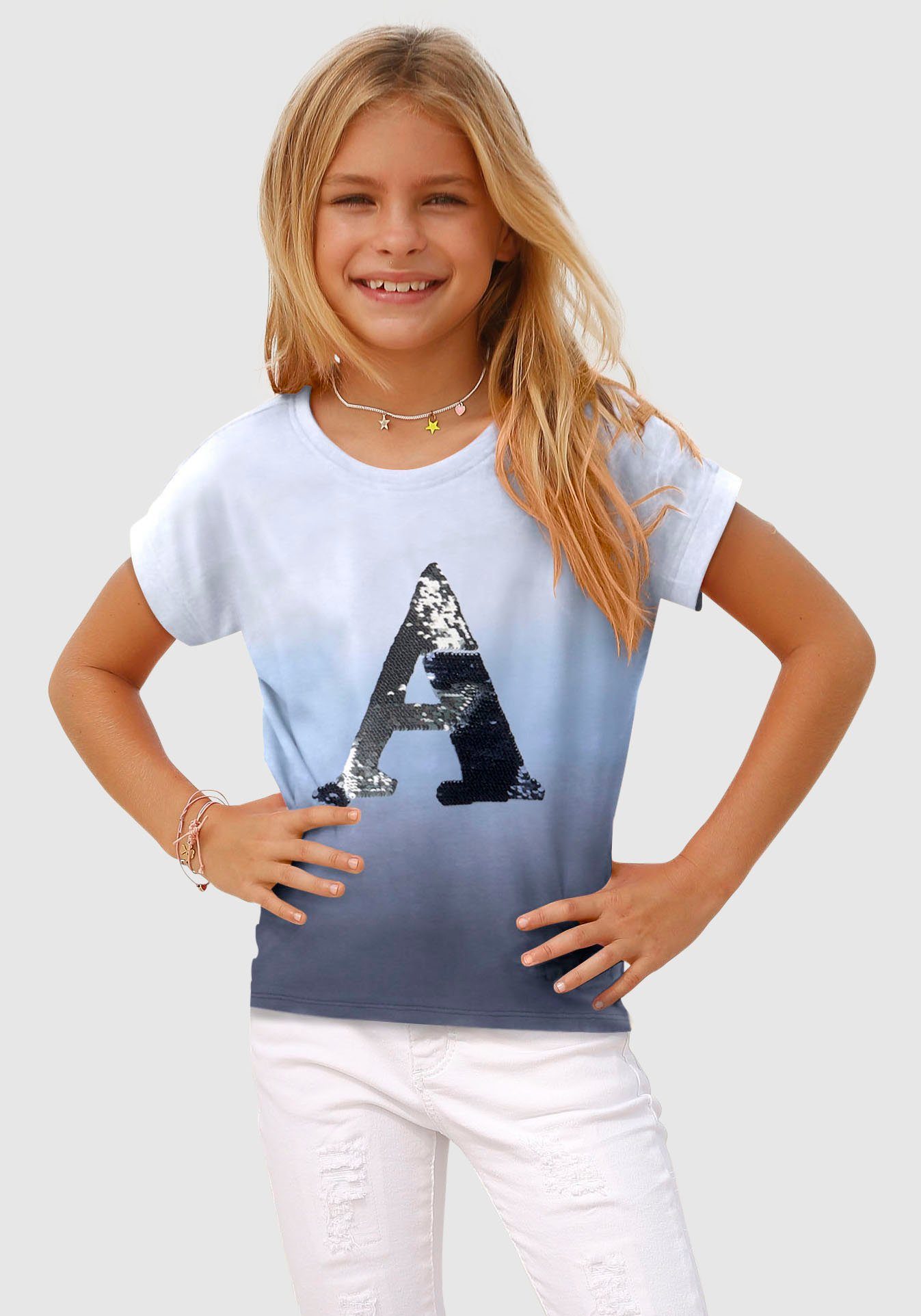 Kinder Teens (Gr. 128 - 182) Arizona T-Shirt mit Wendepaillenten Applikation