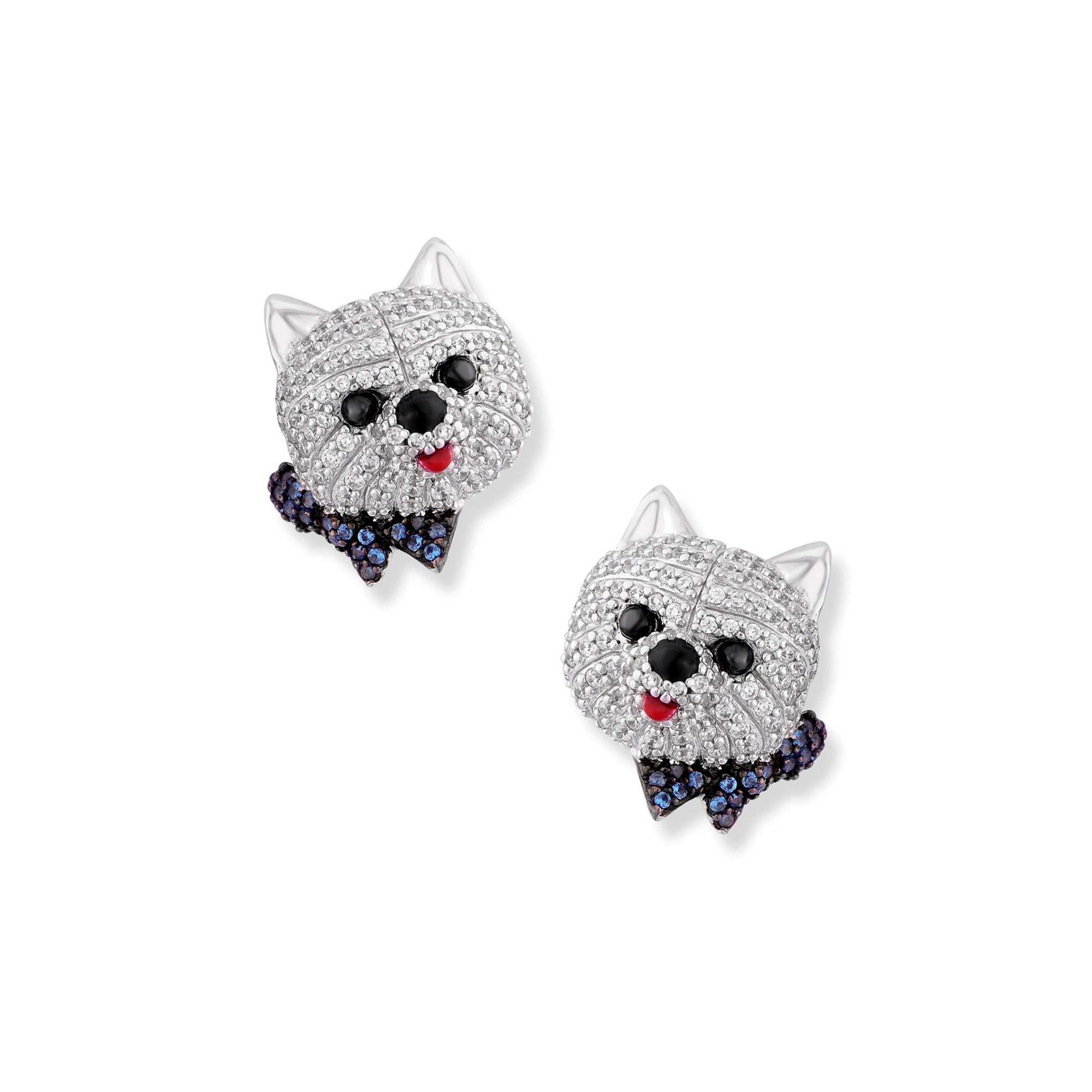 Seinerzeit FLORA & FAUNA Paar Ohrstecker Felix Hunde Ohrringe, Material: 925 Sterling Silber, rhodiniert, geschwärzt mit Emaille