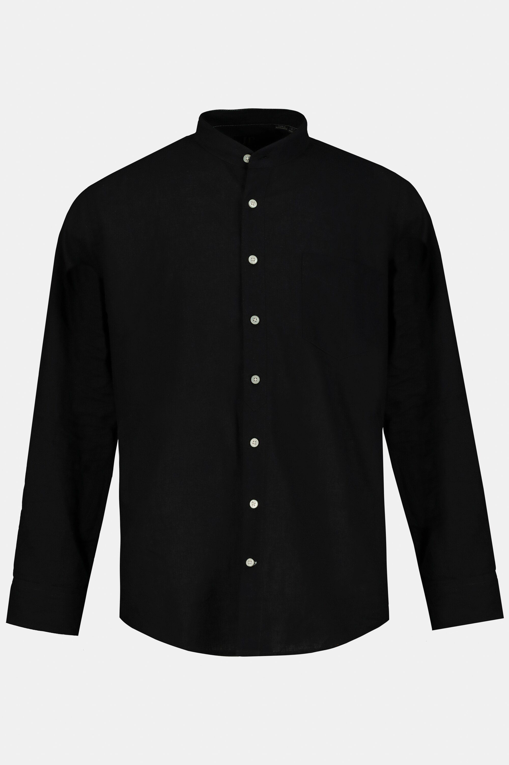 Langarm Fit Stehkragen JP1880 Modern schwarz Leinenmixhemd Businesshemd