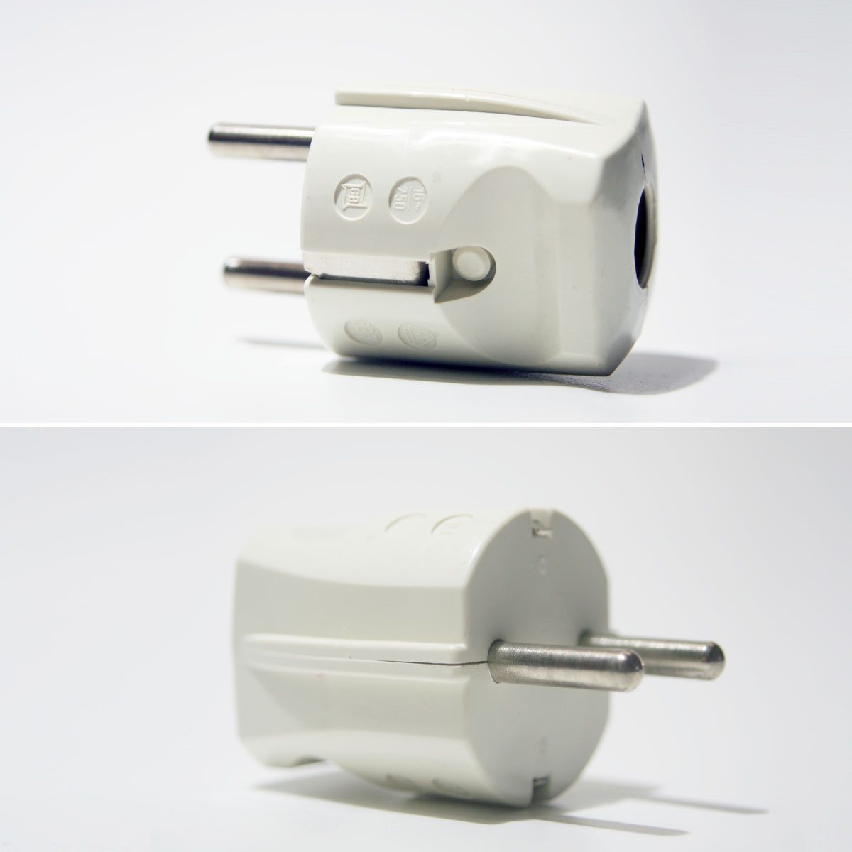 world-trading-net Euroflachstecker Standard Stecker weiß mit Schutzkontakt, 250V/16A