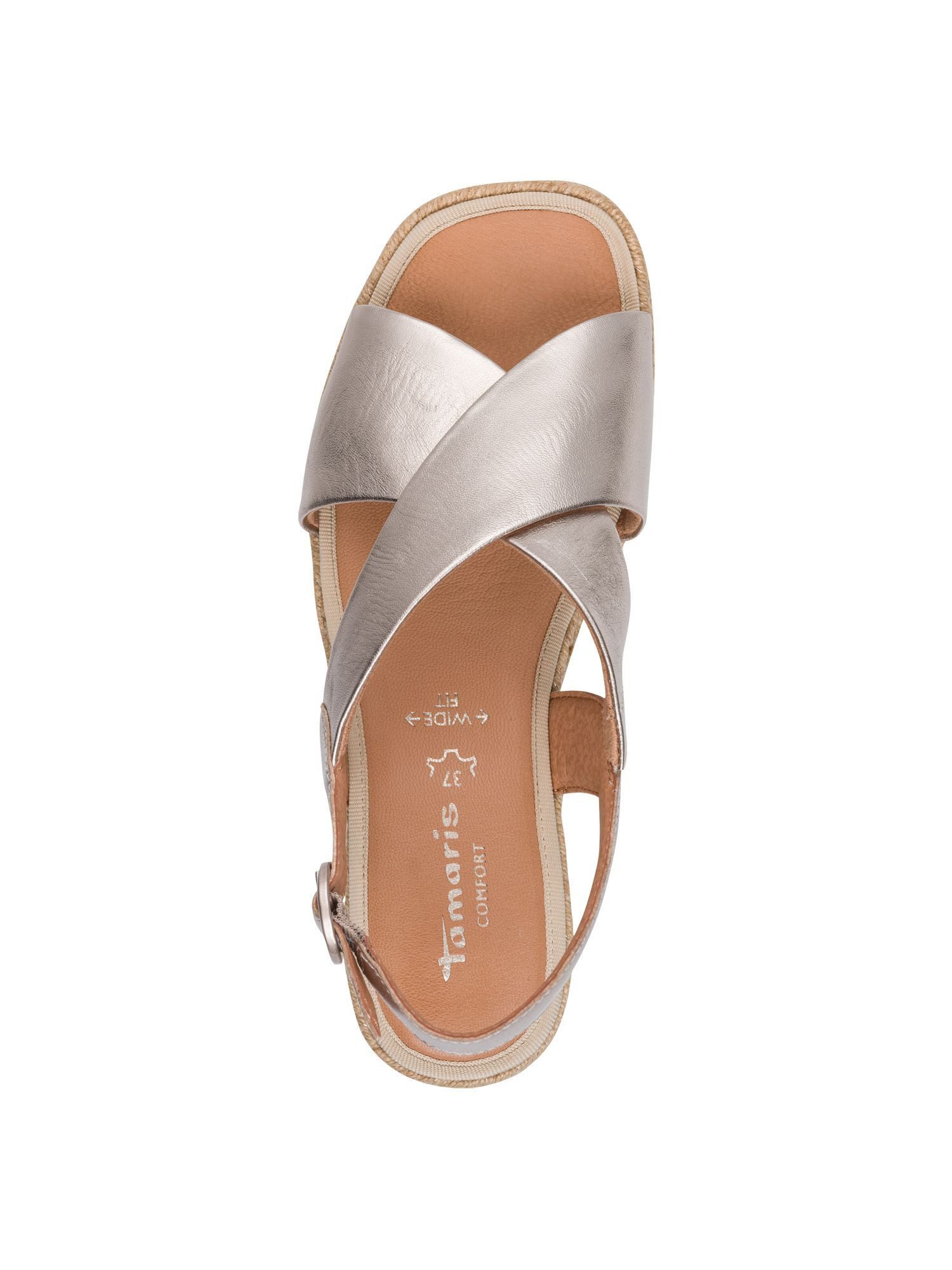 Tamaris WIDE FIT comfortFit aus Leder kein Absatz Plateausandaletten comfortFit