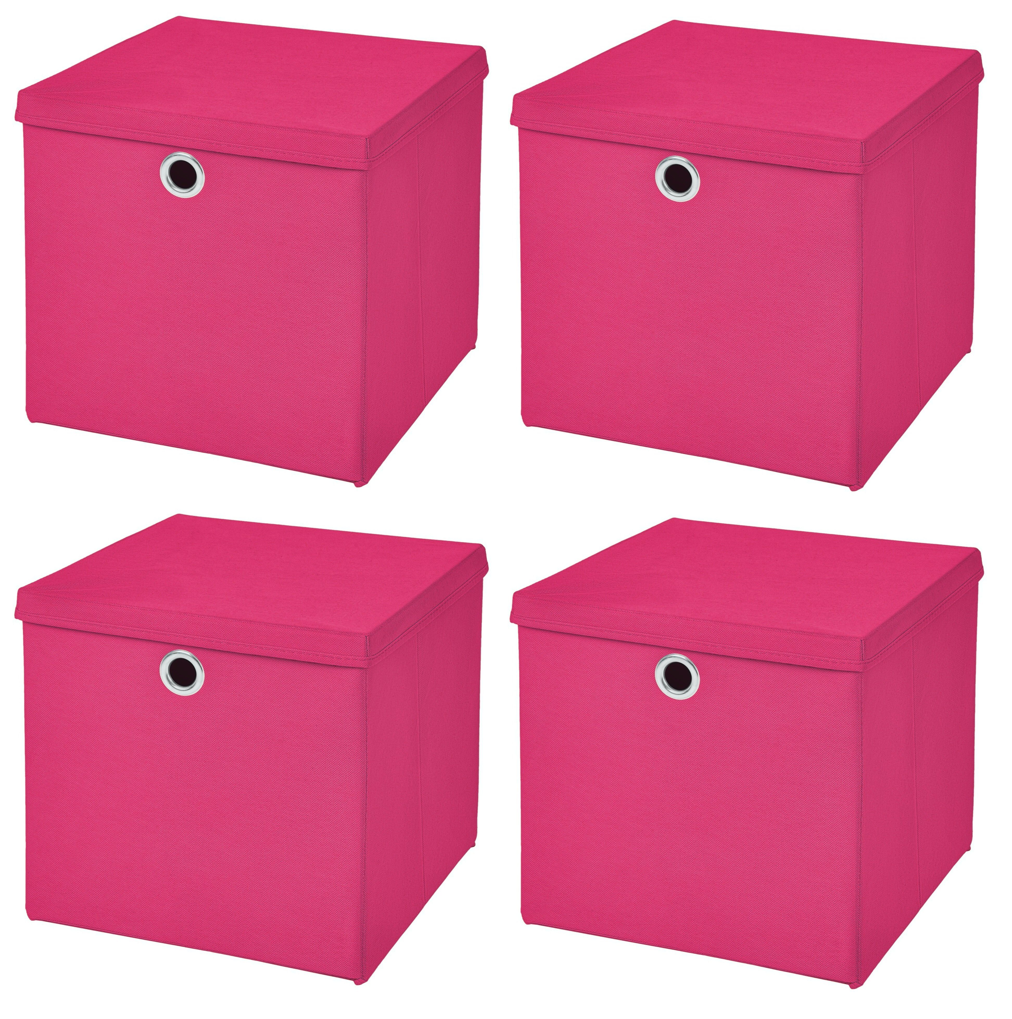 StickandShine Faltbox 4er SET 28 x 28 x 28 cm mit Deckel – perfekt für KALLAX - 19 Farben