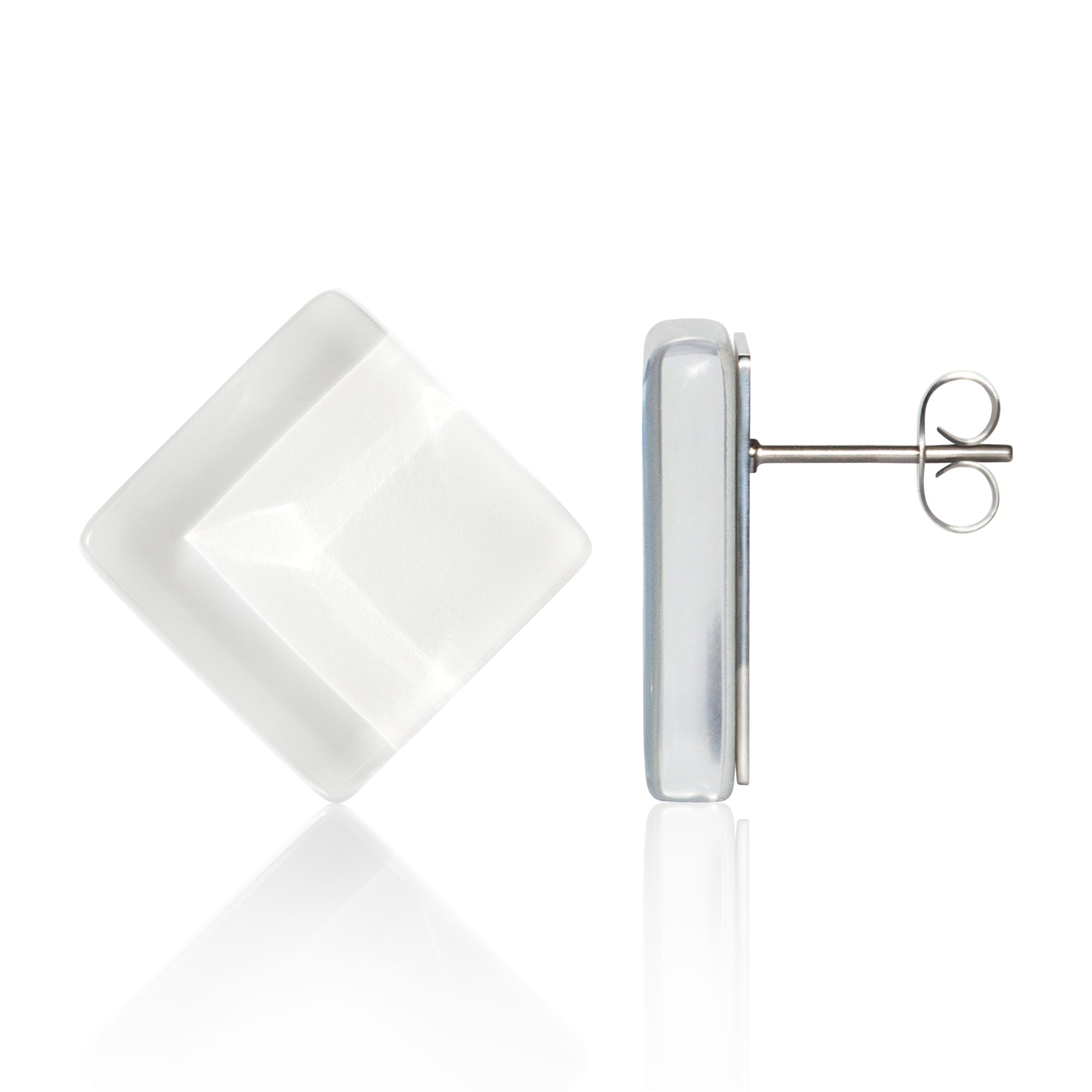 ALEXASCHA Paar Ohrstecker Quadratische Statement Ohrringe aus Glas • handgemacht