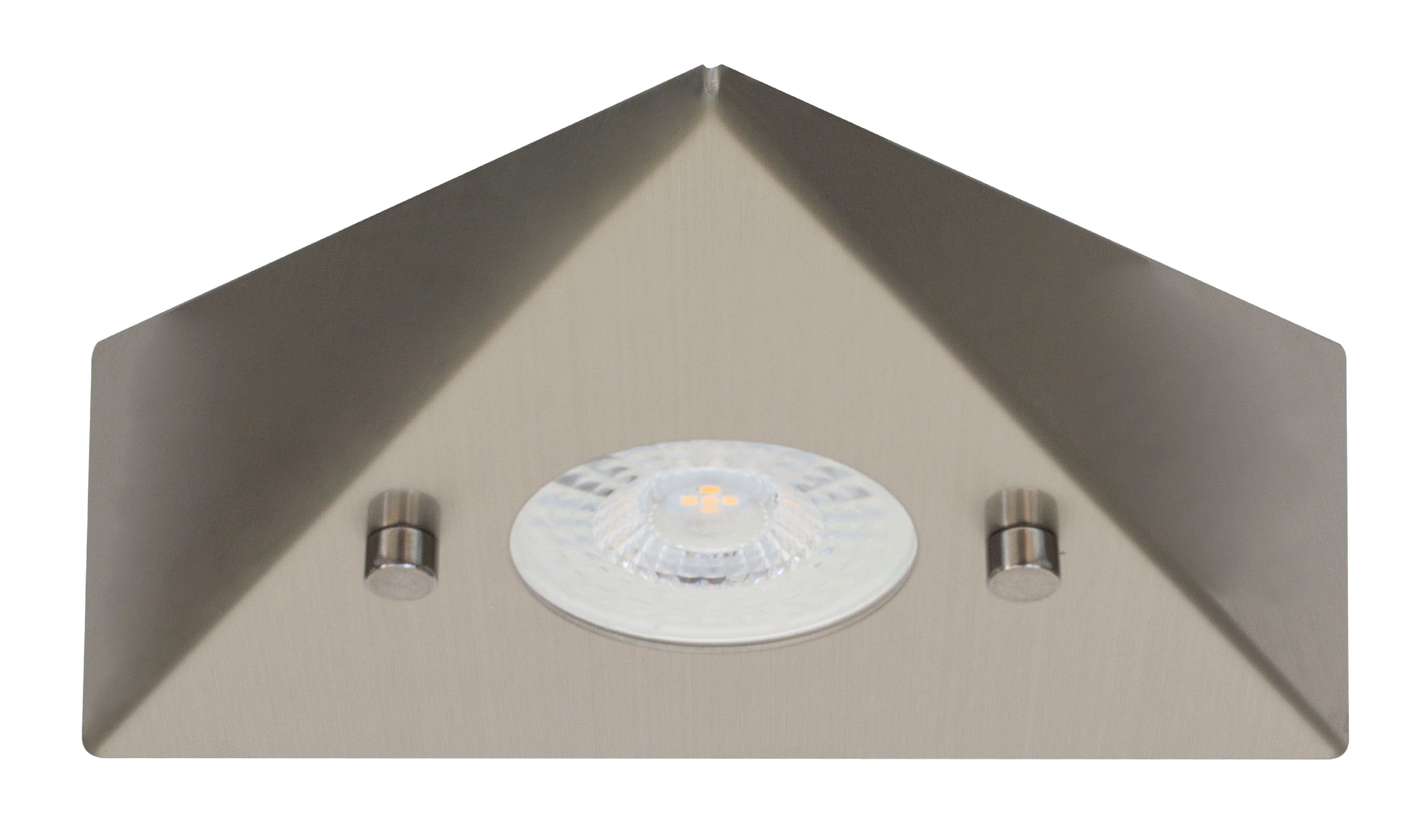 TRANGO LED Unterbauleuchte, 1er Erweiterungsset 6739-12 LED-Küchenunterbauleuchte *COOK* LED Einbauleuchte - Einbaustrahler aus Edelstahl inkl. 1x 4,8 Watt LED Modul 3000K warmweiß - direkt 230 Volt - beliebig erweiterbar, Schalter - Dreieckleuchte – Schrankleuchte