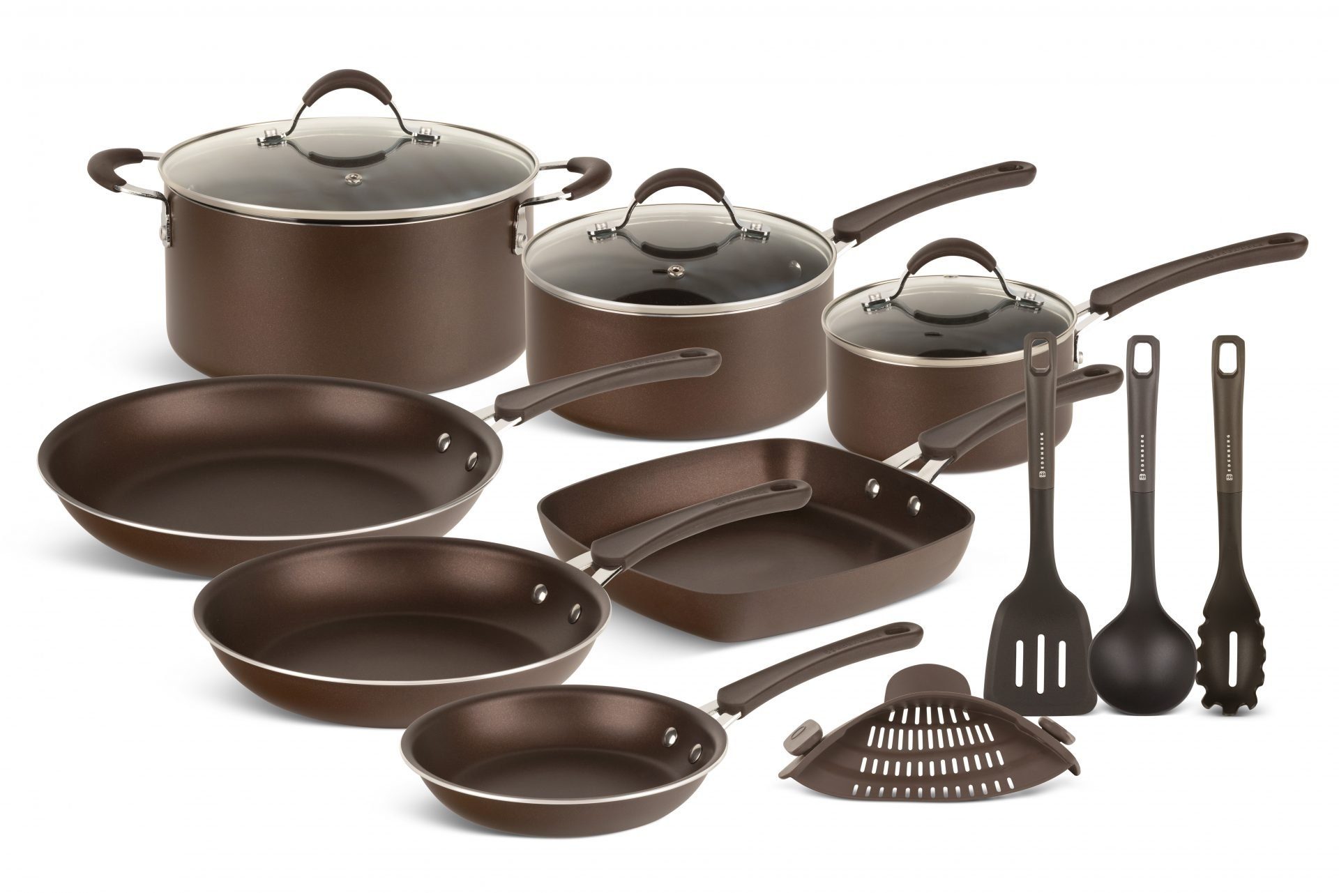 Edenberg Topf-Set Exklusives Braunes Topfset Kasserolle Küchenutensilien Backutensilien, Aluminium, Keramik (20-tlg., Zeitloses Design des Topfsets. Eine ideale Geschenkidee)