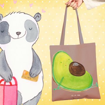 Mr. & Mrs. Panda Tragetasche Avocado Schwangerschaft - Braun Pastell - Geschenk, Vegan, Einkaufsta (1-tlg), Lange Tragegriffe