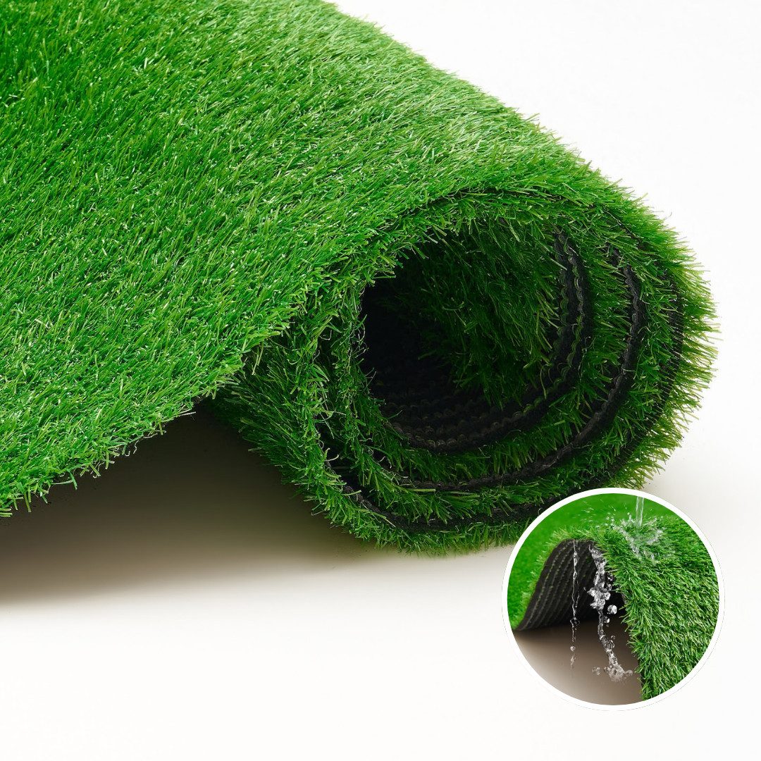 Tapiso Kunstrasen Natural, rechteckig, Höhe: 20 mm, UV-beständig & wetterfest – ideal für Balkon, Terrasse und Garten