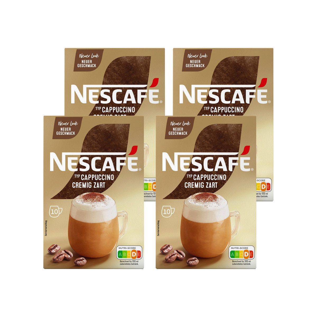 NESCAFE Kaffee, Nescafe Typ Cappuccino Cremig zart Löslicher Kaffee 10x14g 4er Pack