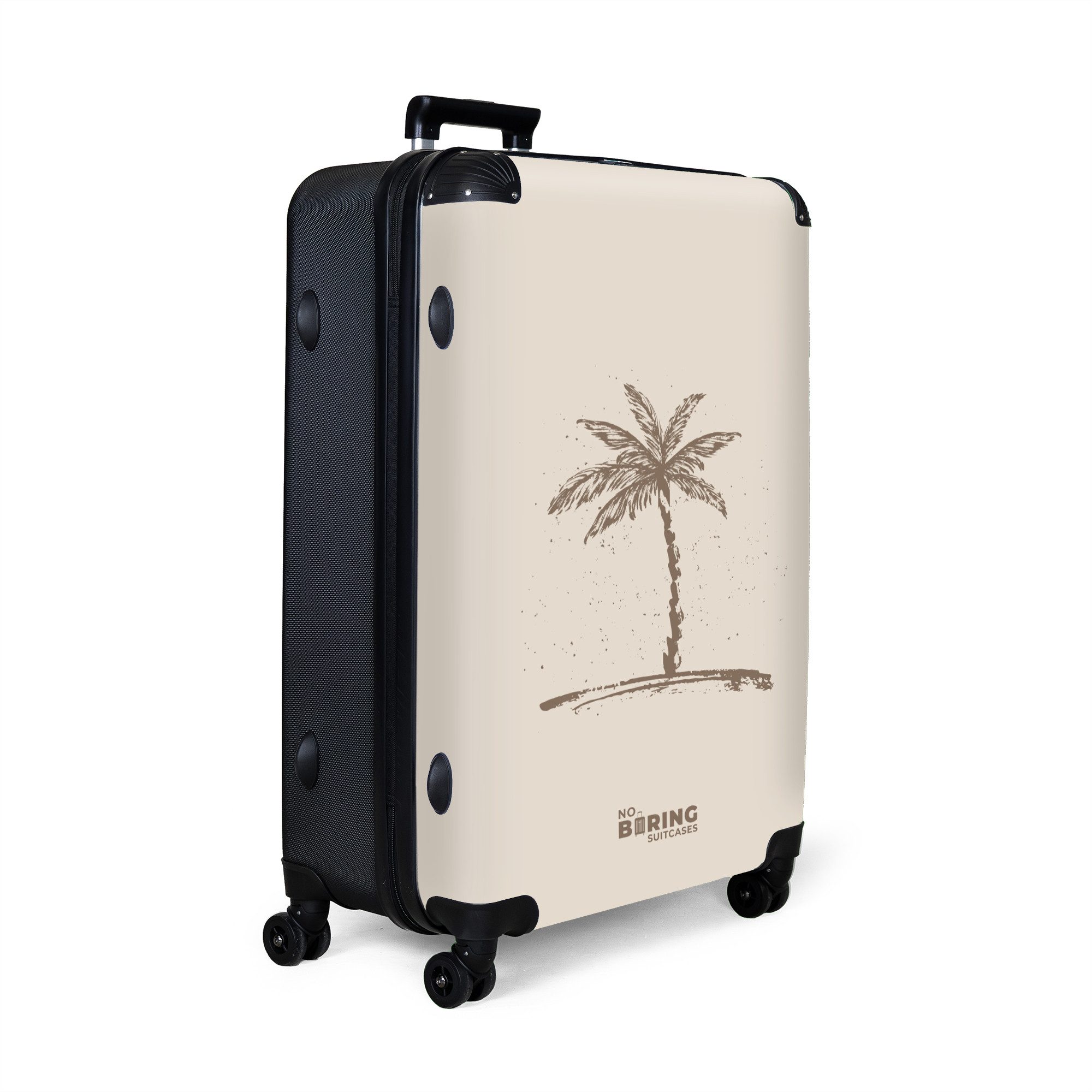 NoBoringSuitcases.com© Hartschalen-Trolley Beige mit brauner Palme günstig online kaufen