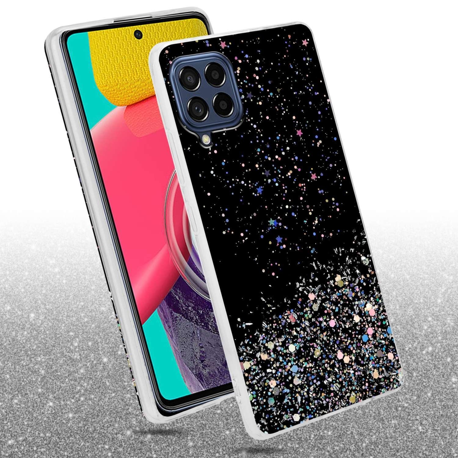 Cadorabo Handyhülle für Samsung Galaxy M53 5G Hülle Samsung Galaxy M53 5G, Flexible TPU Silikon Handy Schutzhülle - Hülle - mit Glitzer