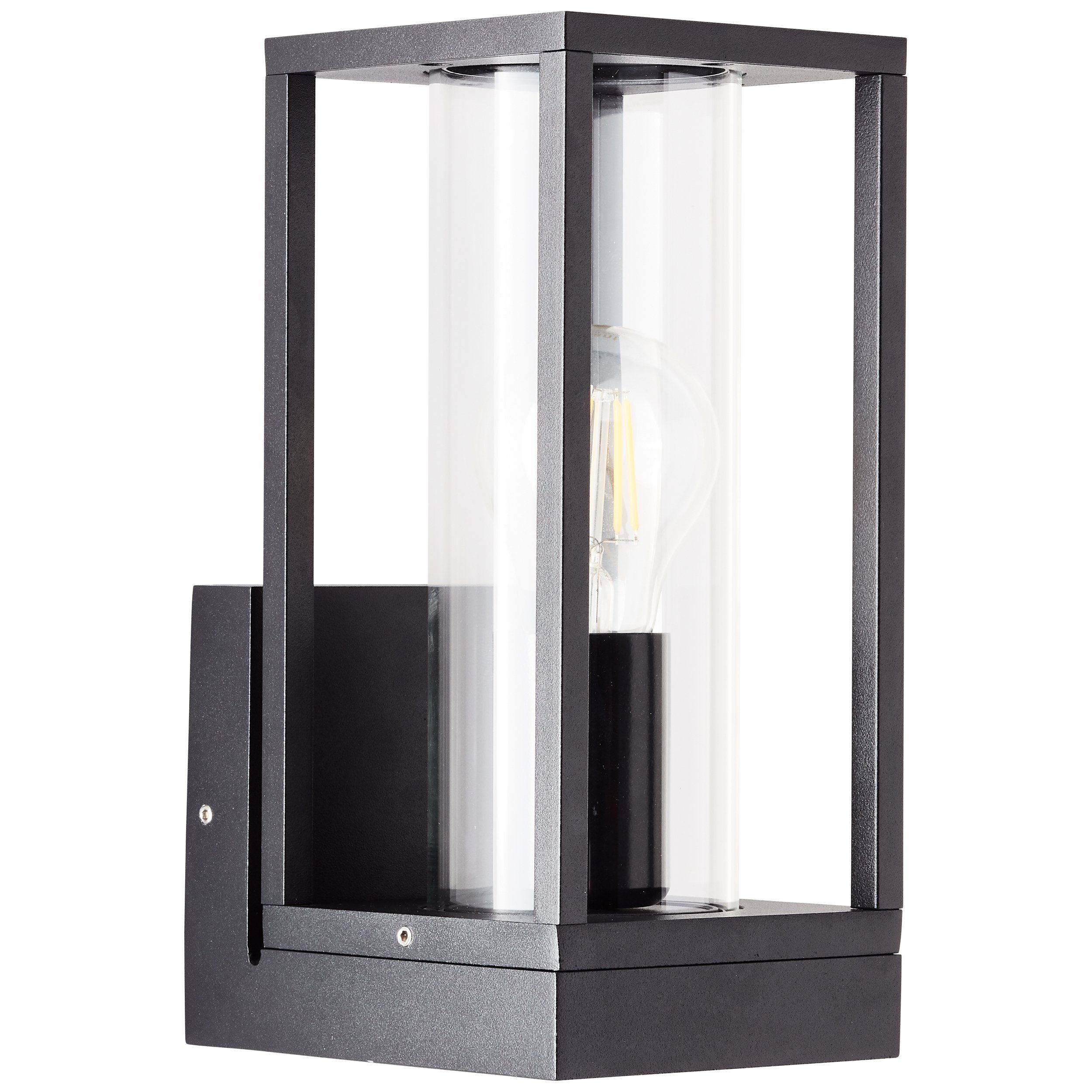 Brilliant LED Außen-Wandleuchte Dipton, schwarz, A60, sand 1x Aluminium/Glas, E27, 40 Dipton Außenwandleuchte