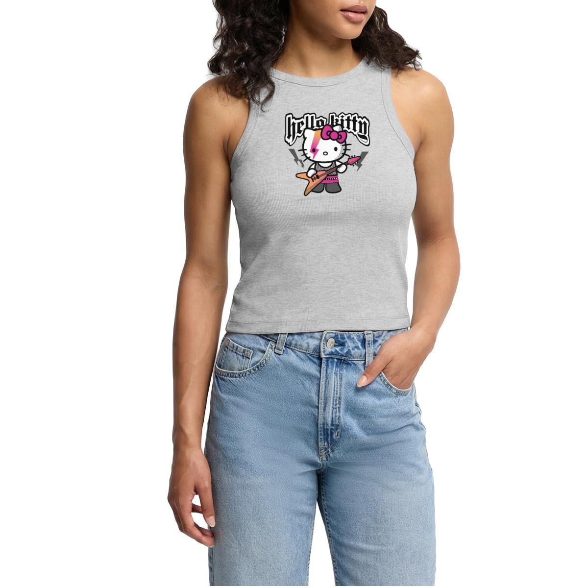 T-Shirt Hello Kitty E-Gitarre Rock Style Cropped Frauen Organic Tank Top