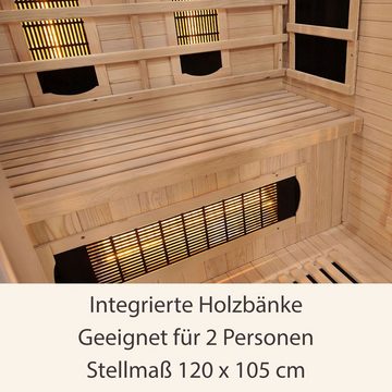 Artsauna Infrarotkabine Kiruna120 Dual Technologie, BxTxH: 120 x 105 x 190 cm, für 2 Personen, Hemlock-Holz, HiFi-System, Ionisator, LED-Farblicht