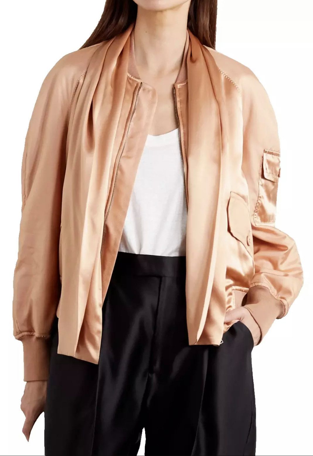 Tom Ford Bomberjacke Seiden Blouson Jacke mit abnehmbarem Schal Gerippter Stehkragen,Fronttaschen mit Knopfverschluss,Statement-Piece