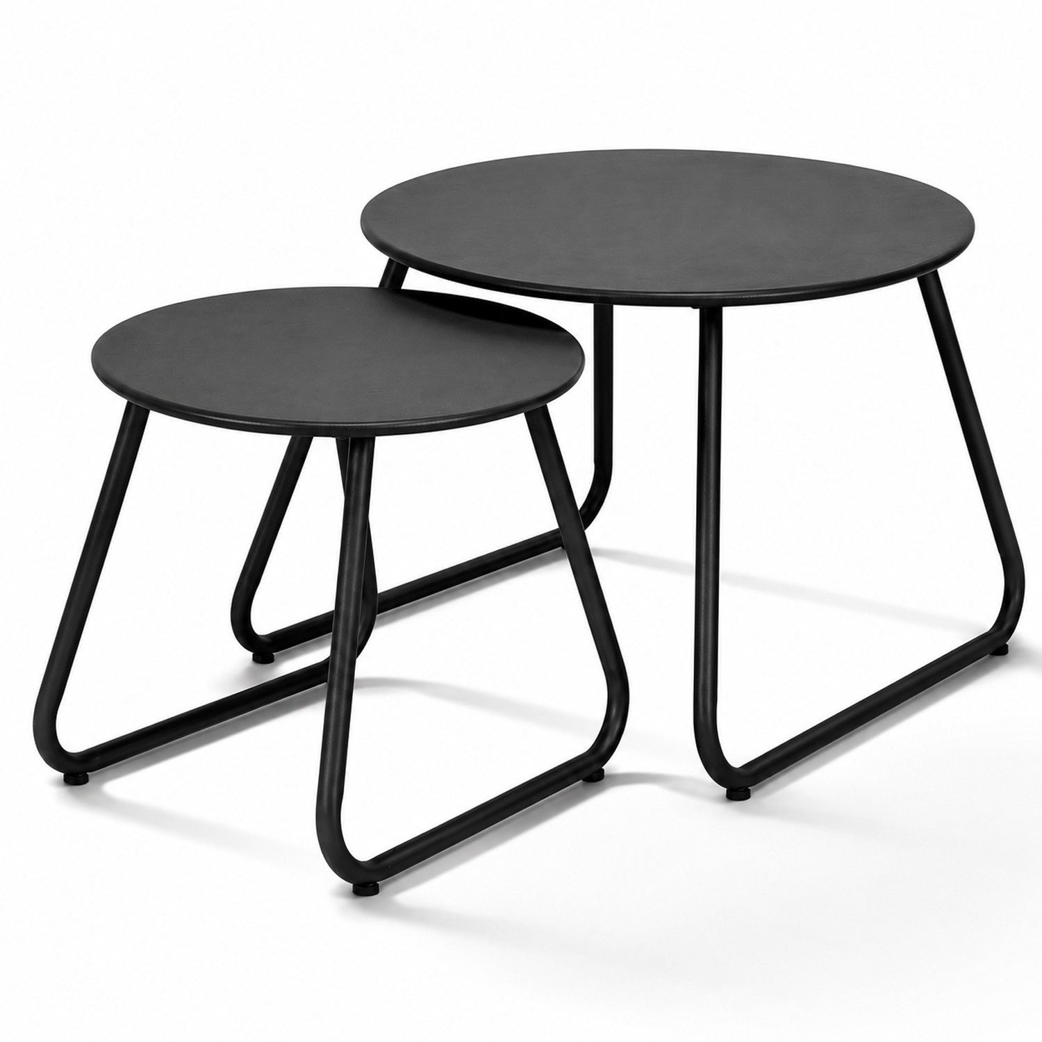 Mojawo Küchentisch 2-teiliges Beistelltisch-Set, schwarz, ineinander stellbar, Ø 60/40 cm