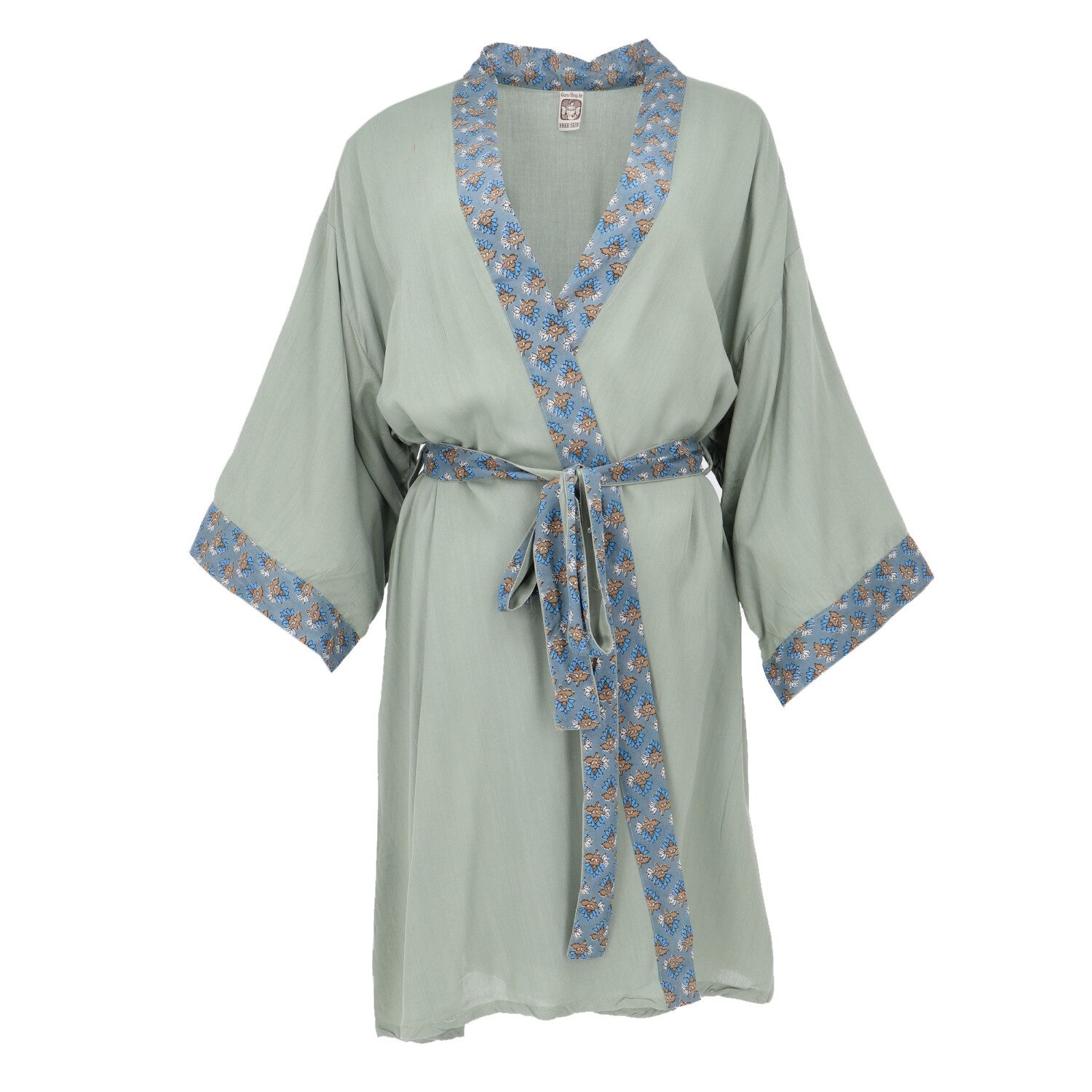 Guru-Shop Kimono Kurzer Kimono, Boho Kimonomantel - pistazie, alternative Bekleidung