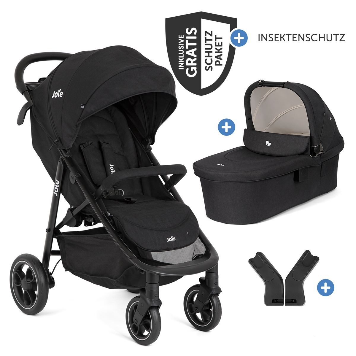 Joie Kombi-Kinderwagen Litetrax - Shale, 2in1 Kinderwagen Buggy Set mit Babywanne, Sportsitz, Adapter & Zubehör