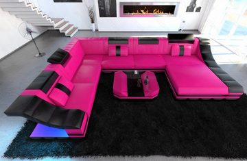 Sofa Dreams Wohnlandschaft Ledersofa Turino XXL Mini, Designersofa, Sofa mit LED Licht und USB