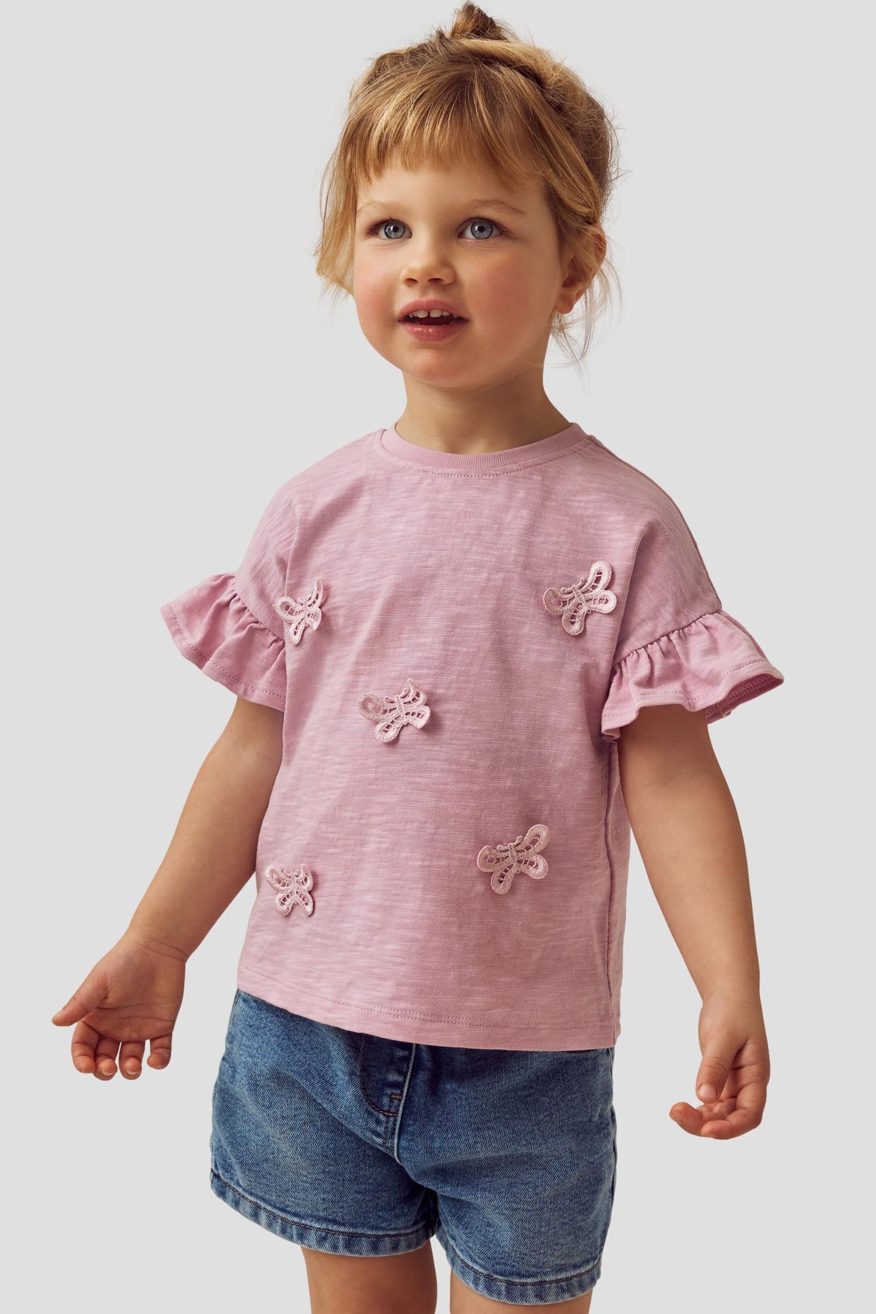 Next T-Shirt Kurzarmtop 100 % Baumwolle Schmetterling günstig online kaufen