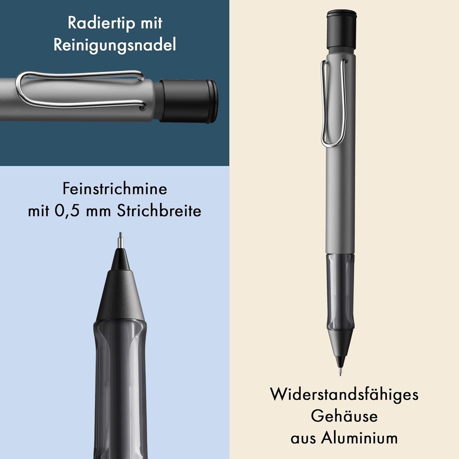 LAMY Druckbleistift LAMY Druckbleistift AL Star GRAPHITE mit Mine 0,5mm und Radiergummi