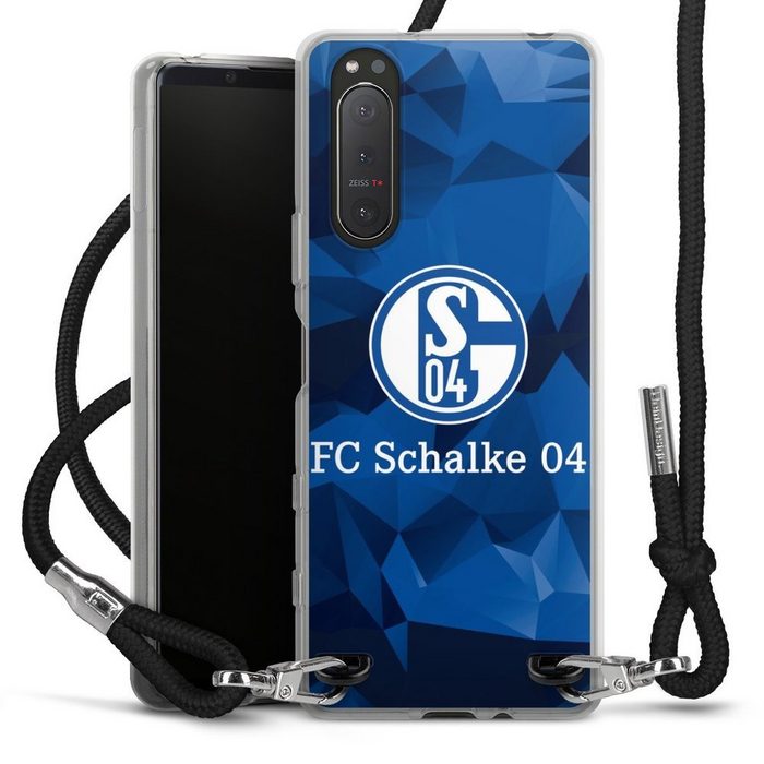 DeinDesign Handyhülle FC Schalke 04 Muster Offizielles Lizenzprodukt Schalke 04 Camo Sony Xperia 5 II 5G Handykette Hülle mit Band Case zum Umhängen