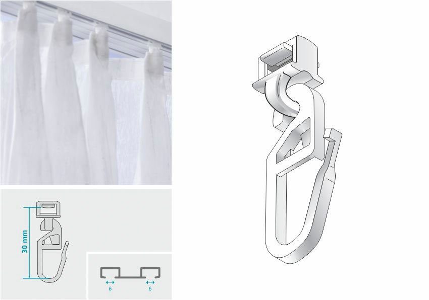 HINNO Klick-Gleiter hinno-clic HC32, Gardinen, Gardinenschienen, Vorhänge, Gardinenleisten, Innenlaufsysteme, Gardinenstangen, (20-St), HINNO Clic-Gleiter