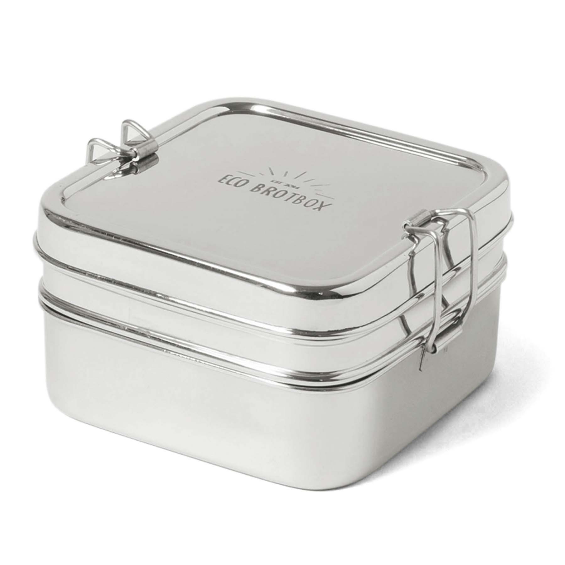 [Kann garantiert werden] ECO Brotbox Lunchbox Cube Edelstahl, Box plastikfrei spülmaschinengeeignet, XL, zweilagig