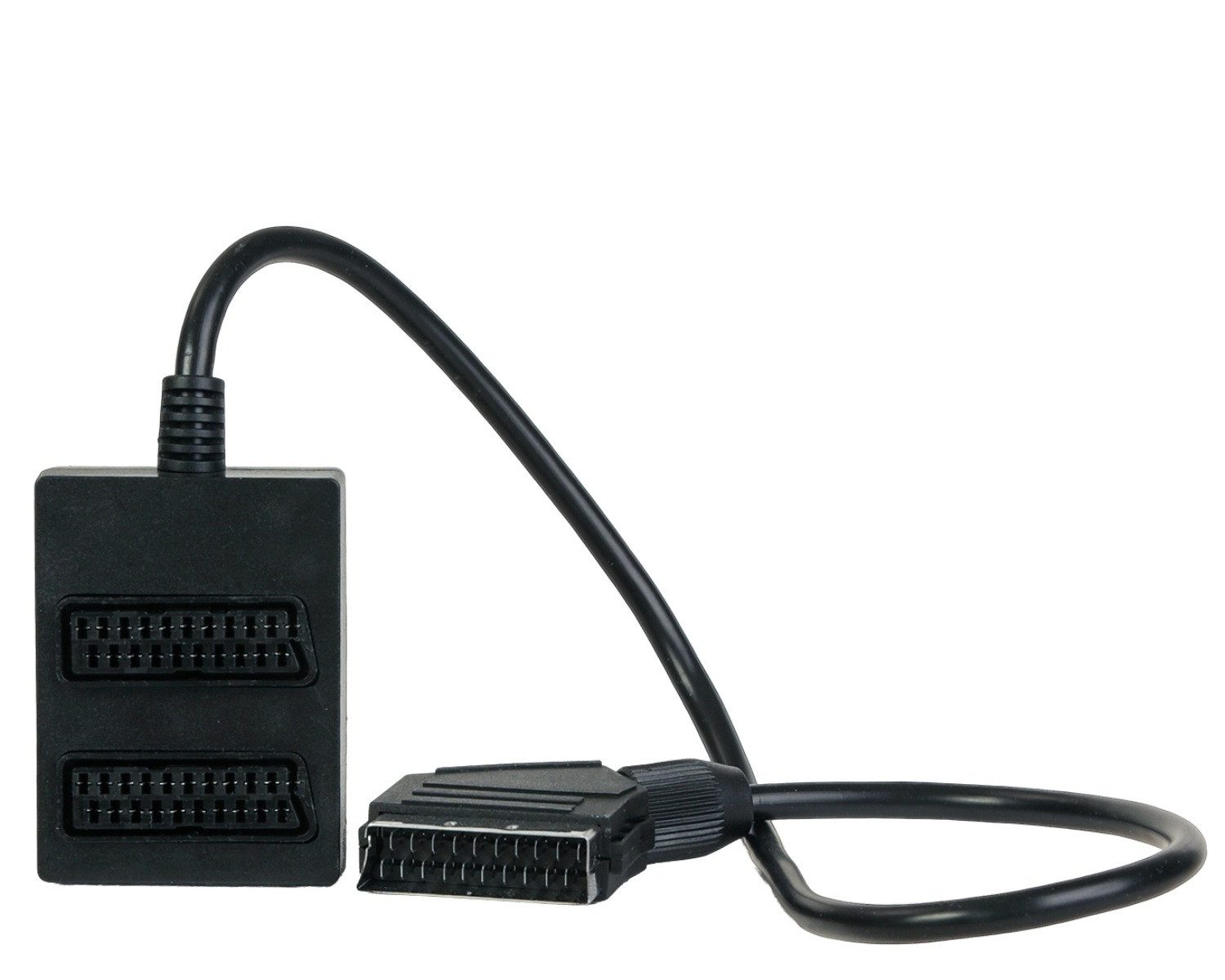 Hama Scart-Verteiler 2-Fach Umschalter Scart-Kabel Video-Adapter Scart zu Scart, Scart-Adapter 1>2 TV AV Stecker Rundkabel Splitter Y-Adapter Kabel