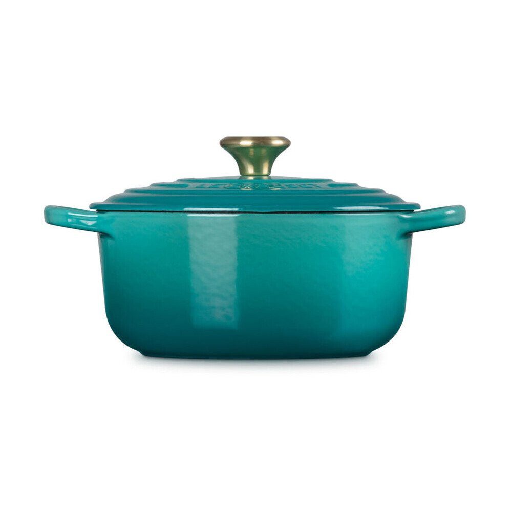 LE CREUSET Bräter Bräter mit Deckel 24 cm Signature Bleu Riviera, Emailliertes Gusseisen