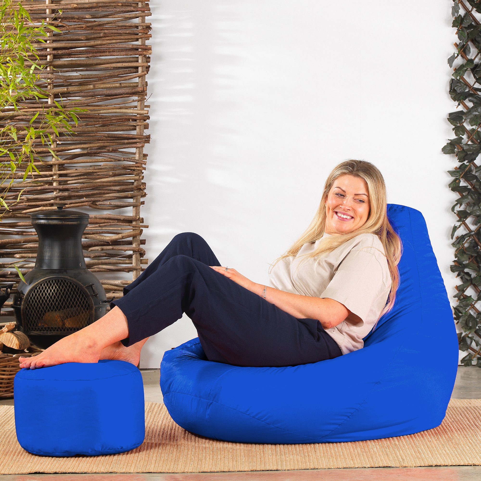 mit blau Sitzpouf Sitzsack „Recliner“ Veeva Sitzsack Outdoor