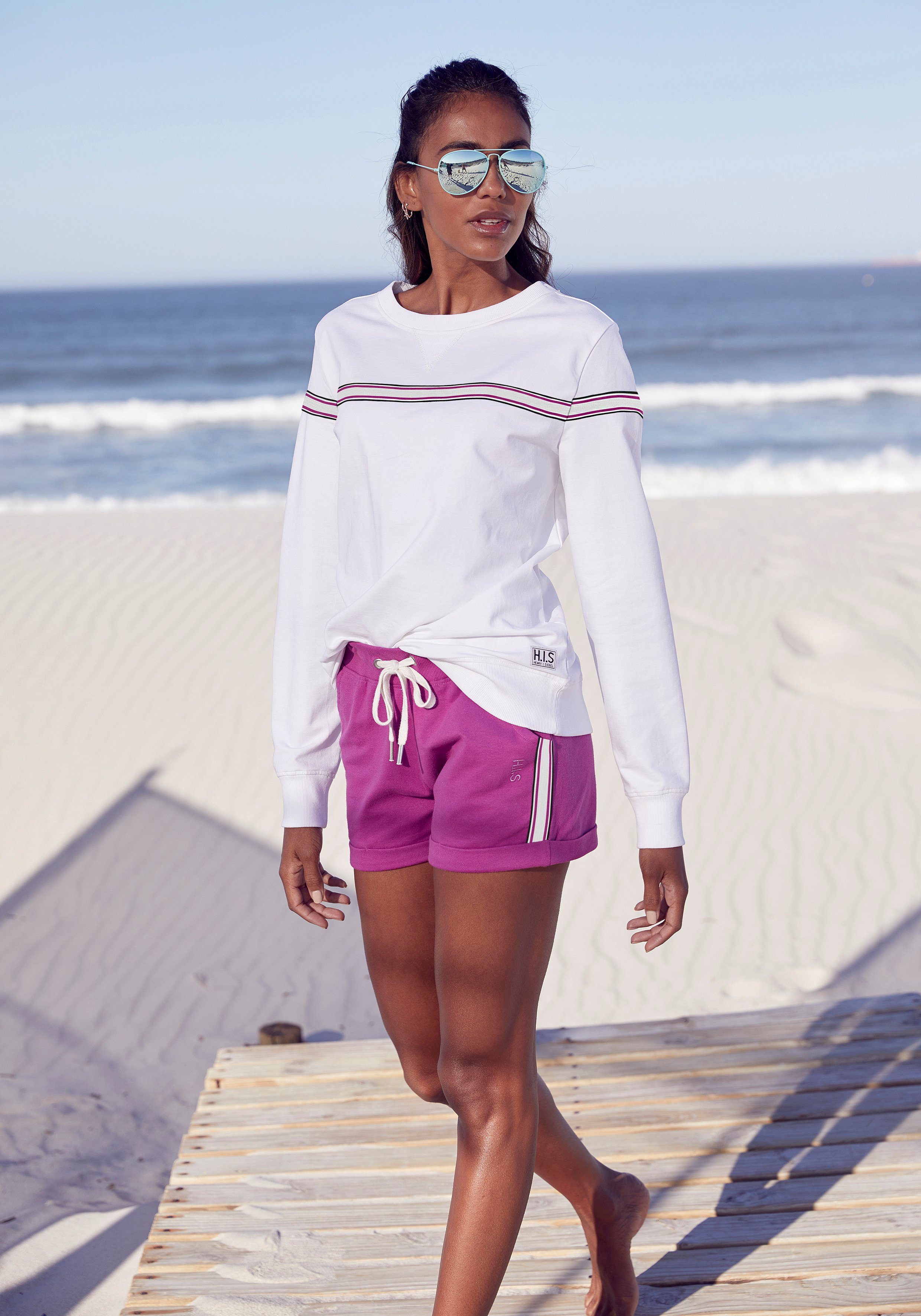H.I.S Sweater mit kontrastfarbigem Tape, Loungeanzug