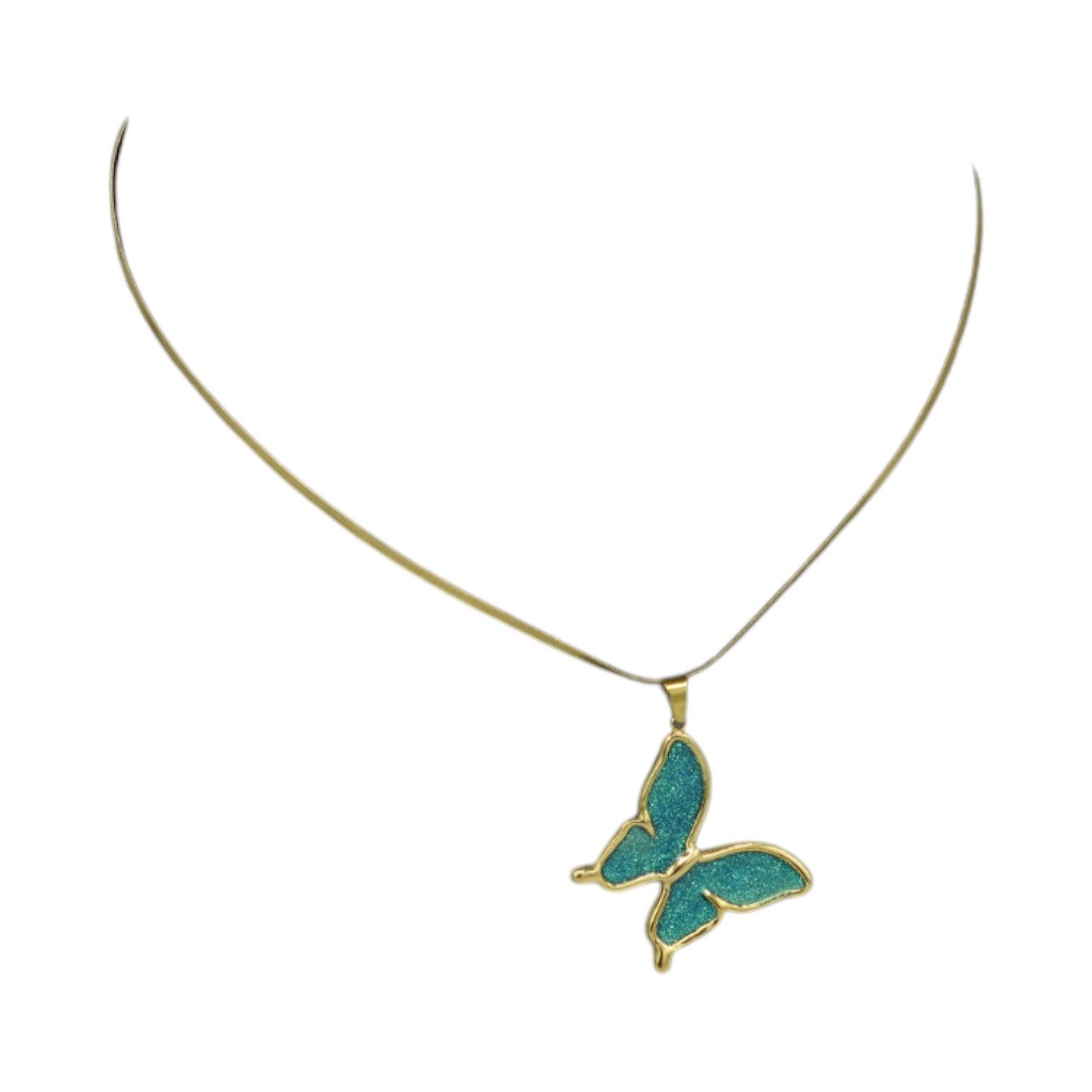 Edelstahlkette Elegante Halskette mit Schmetterlings-Anhänger