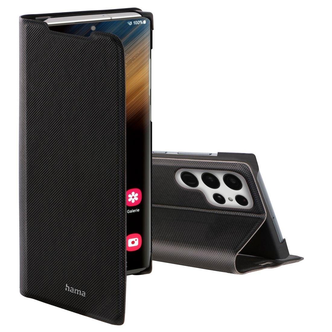 Hama Smartphone-Hülle Booklet für Samsung Galaxy S22 Ultra (5G), schwarz, schlankes Design, Mit Standfunktion und Einsteckfächer