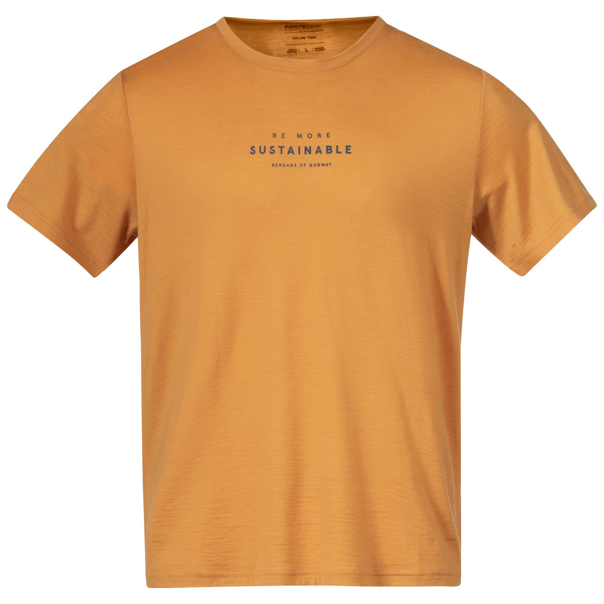 M Wool - North Tee Golden Graphic Blue Bergans Herren T-Shirt Kurzarm-Shirt Bergans Sea Field