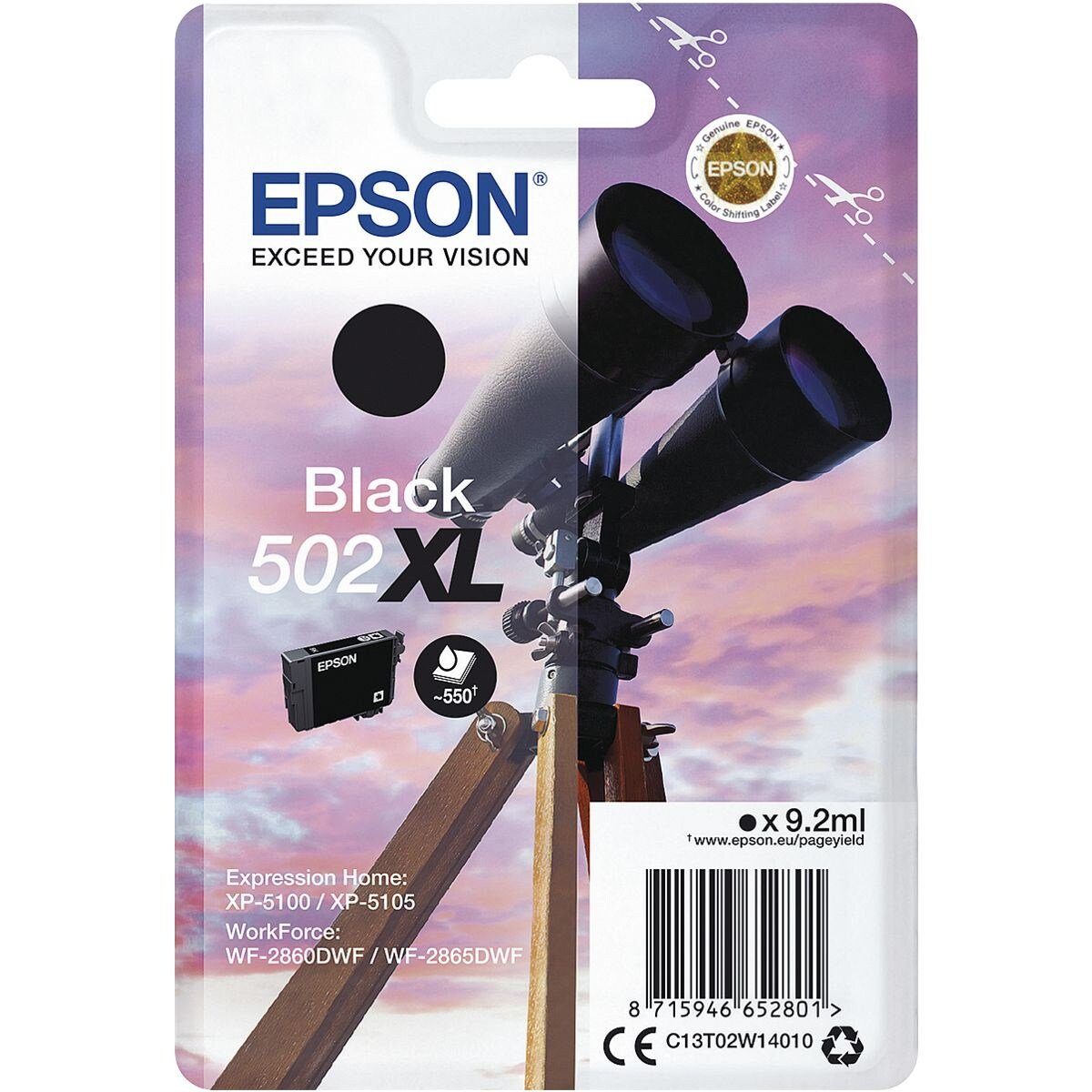 Epson 502XL Tintenpatrone (Original Druckerpatrone, schwarz)