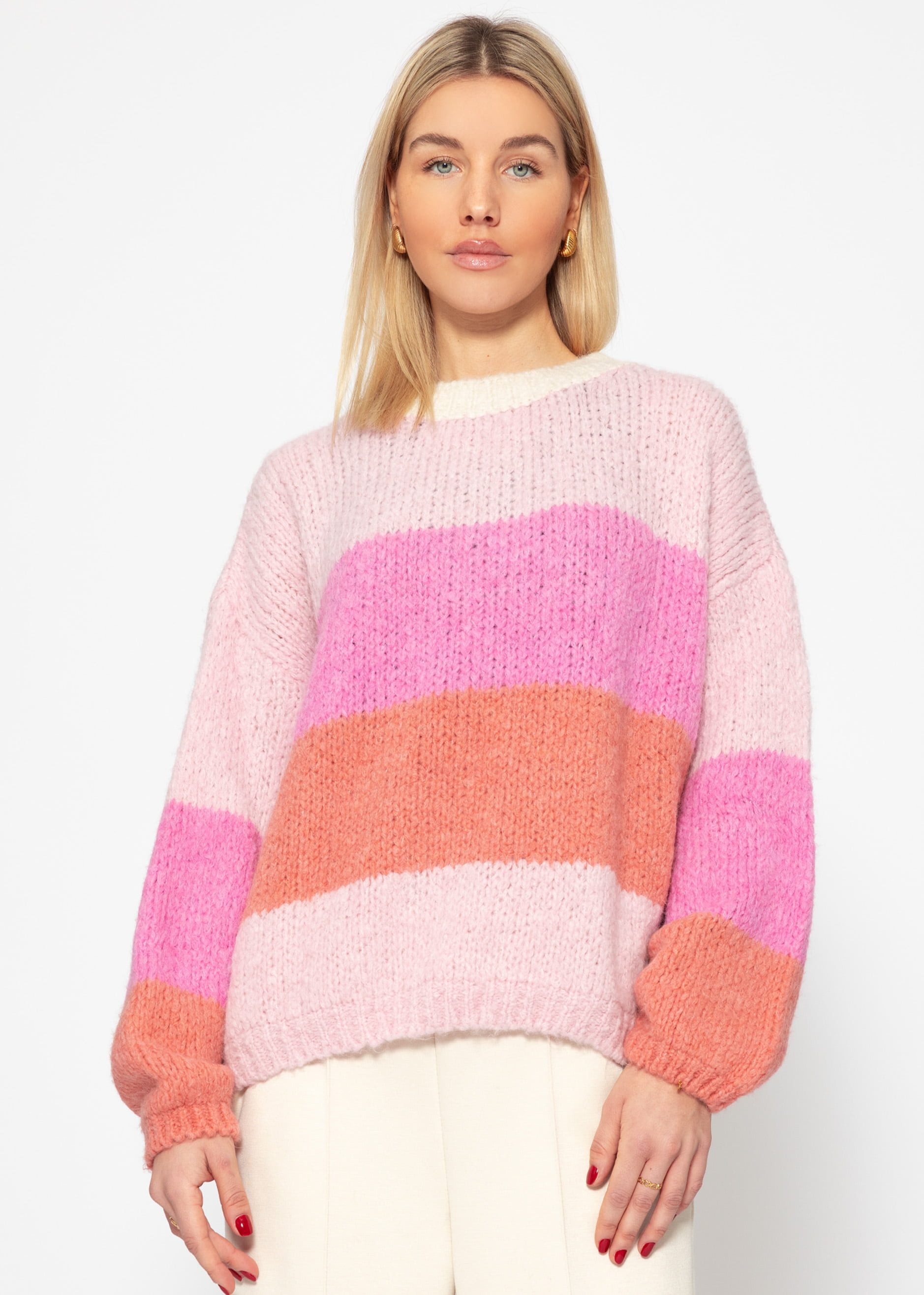 SASSYCLASSY Strickpullover Locker gestreifter Strickpullover in günstig online kaufen