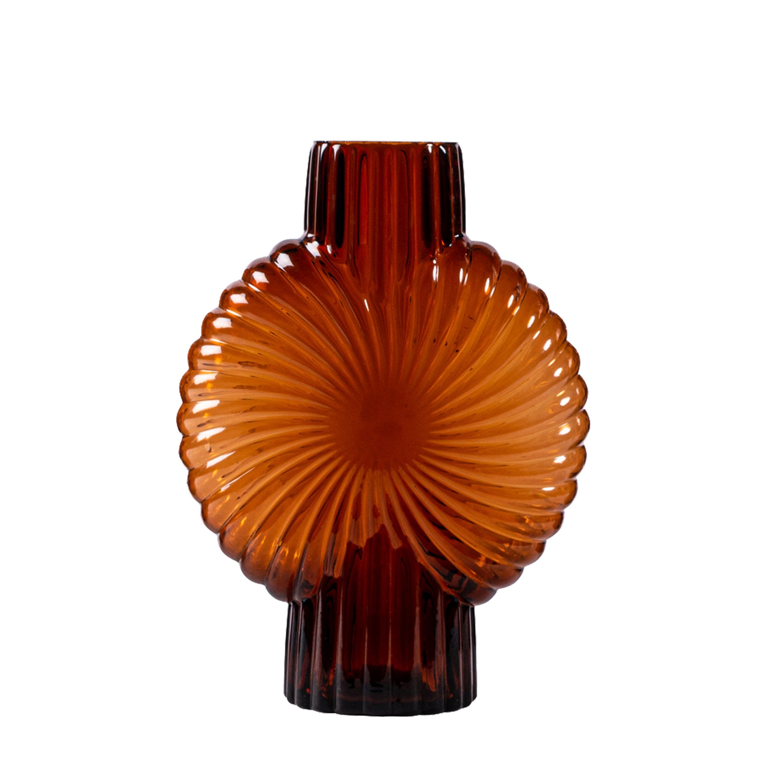 PTMD Tischvase Retro Vase Brown Stripes Glas 32cm