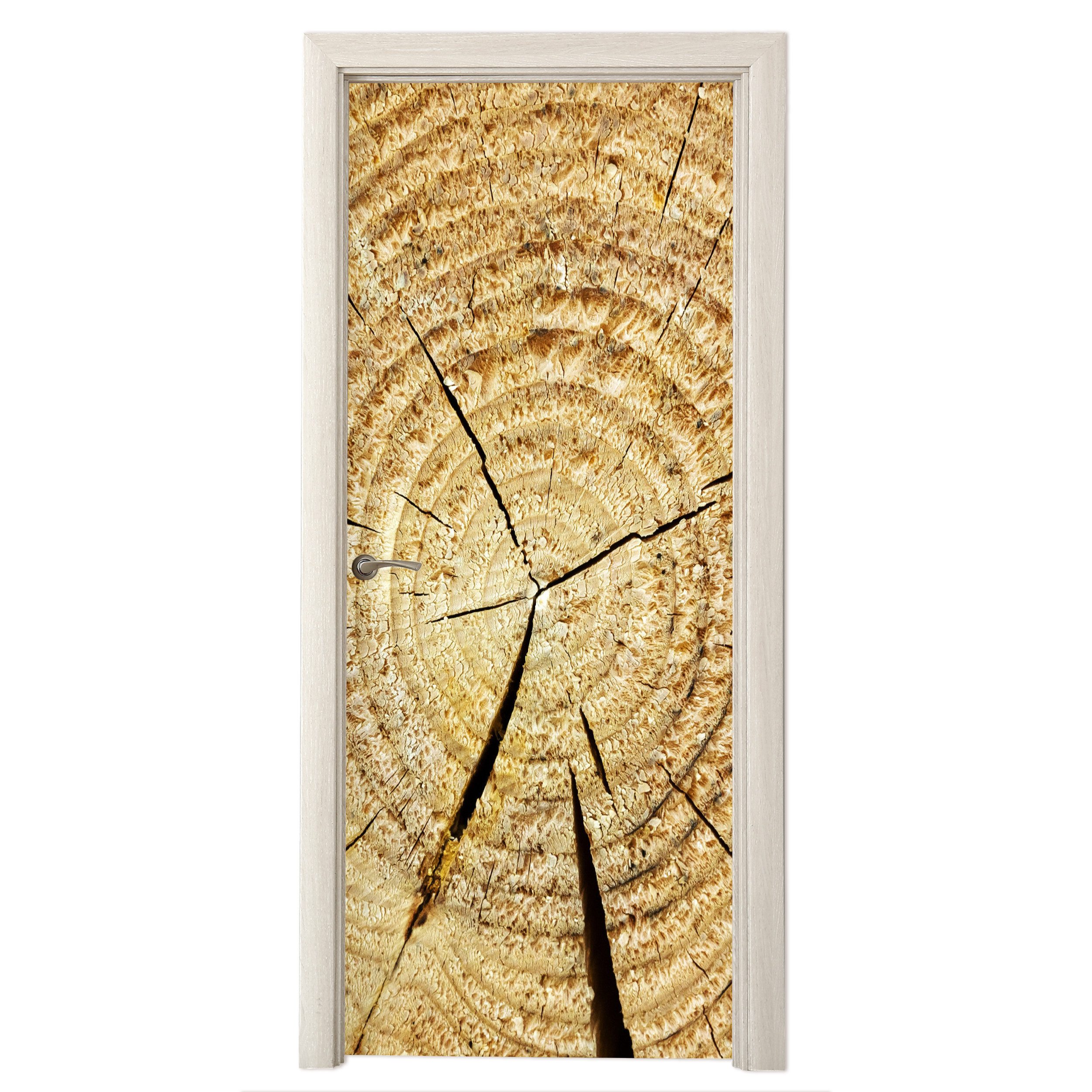 MuchoWow Türtapete Holz - Baum - Laubholz, Matt, bedruckt, (1 St), Selbstklebende Tapete, Folie für Möbel, 70x215 cm