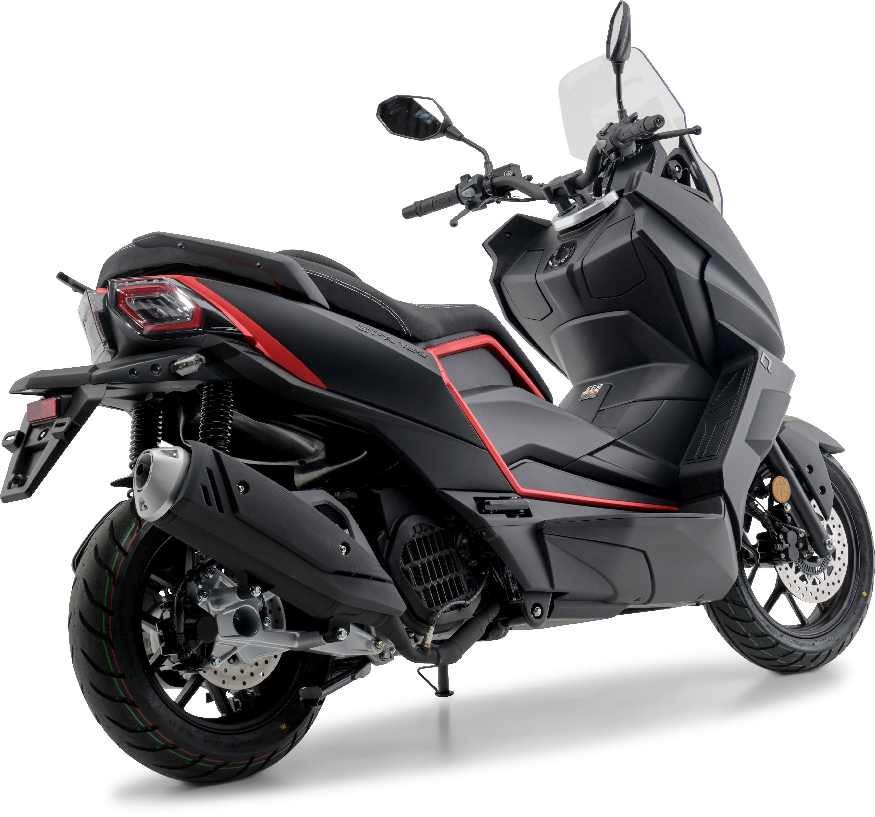 Burnout GT-X 125cc Dark Fire Scooter, 125cc, 92 km/h, Euro 5+, LED Lighting, Navigation, 7-inch TFT Speedometer, Adjustable Windshield