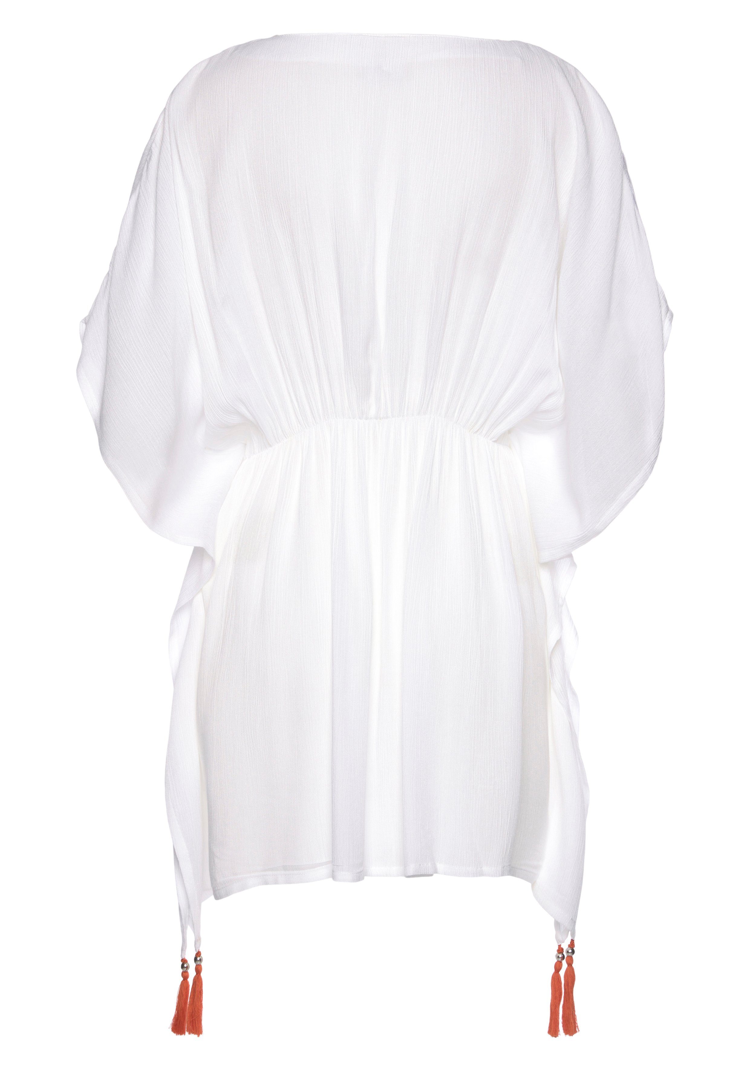 LASCANA Tunika Viskose, Blusenkleid, Strandmode, aus gekreppter transparent