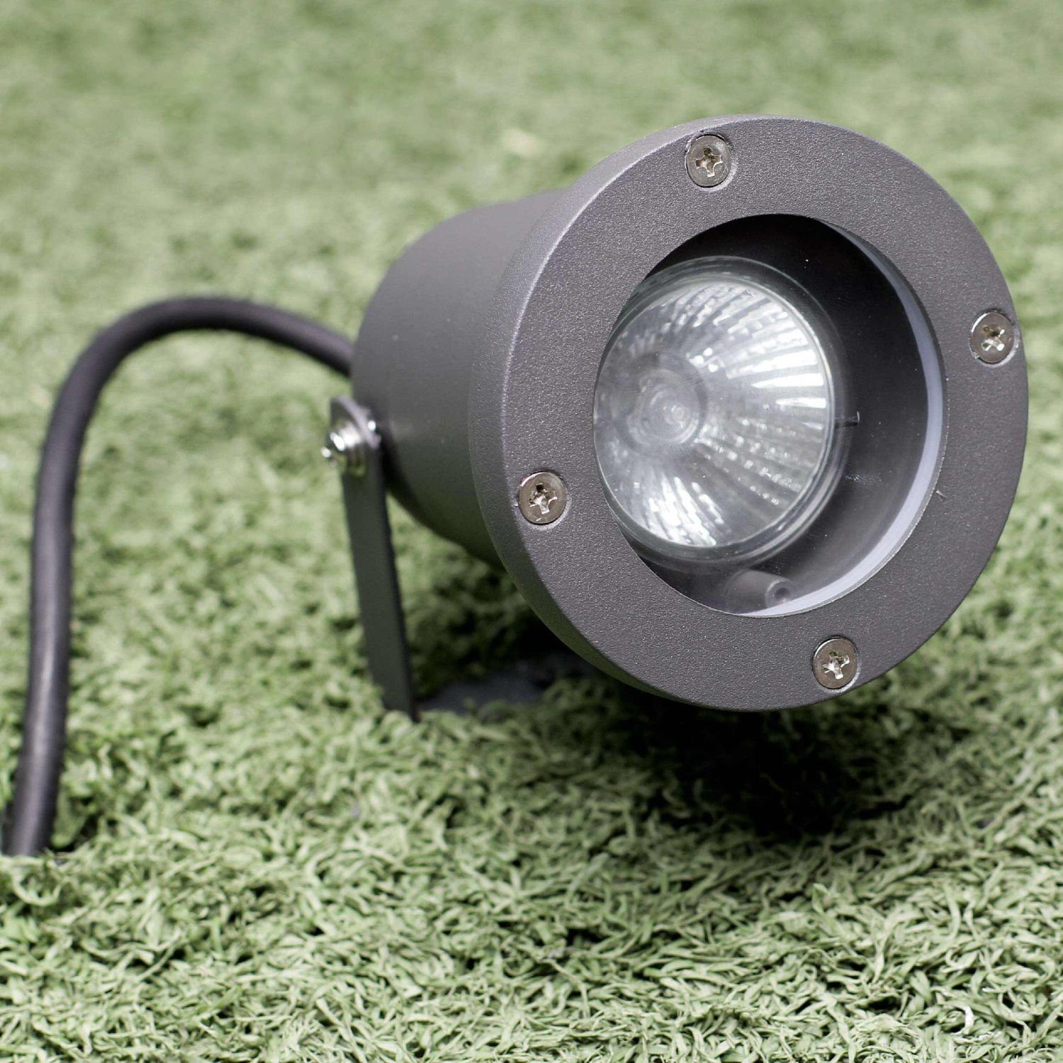 Licht-Erlebnisse Außen-Stehlampe PRESTON, ohne Leuchtmittel, GU10 IP44 Außenleuchte Gartenstrahler Kabel Anthrazit mit Erdspieß