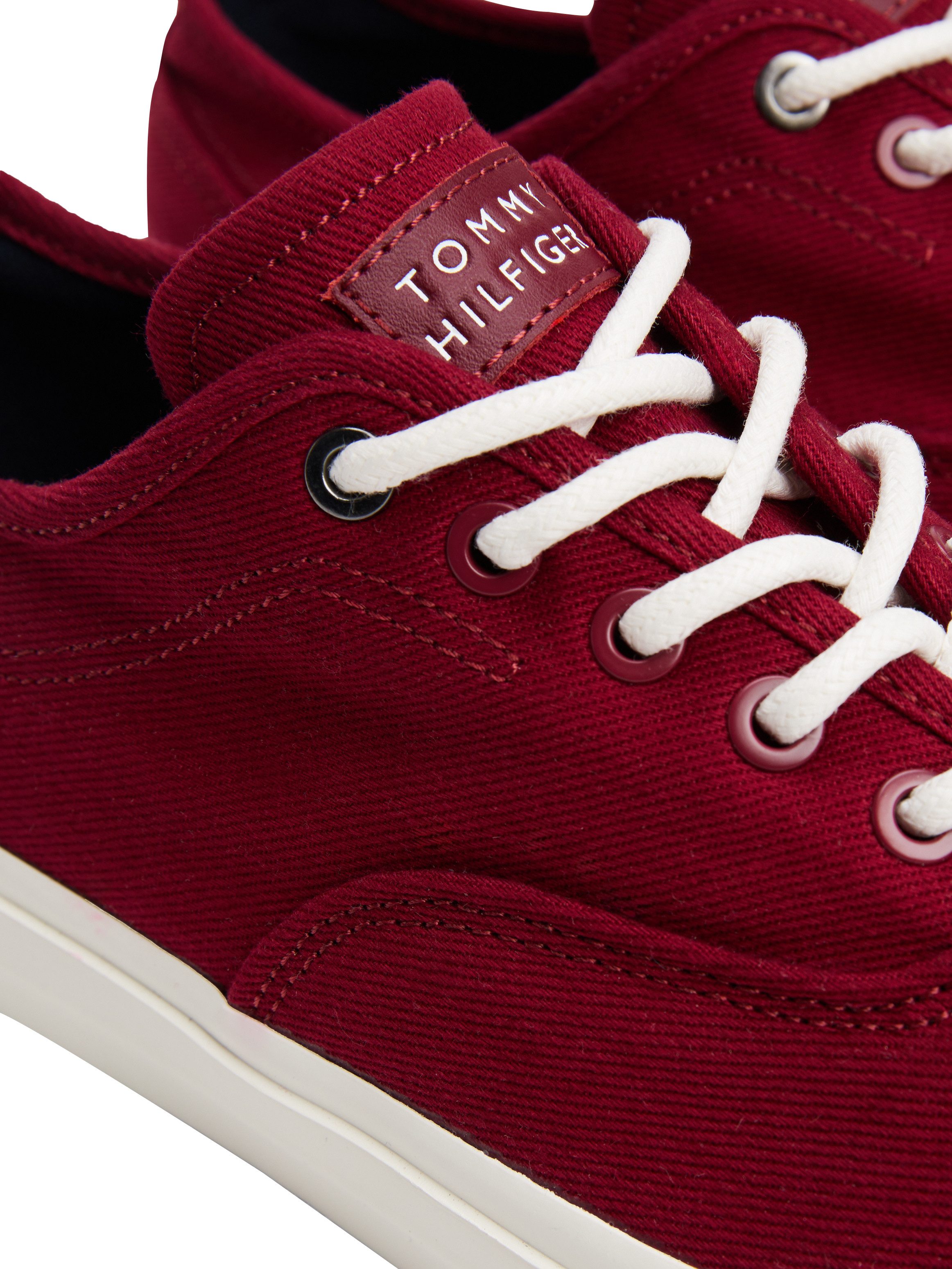 Tommy Hilfiger TH HI VULC LOW OXFORD TWILL Sneaker, Freizeitschuh, Halbschuh, Schnürschuh mit Label an der Ferse