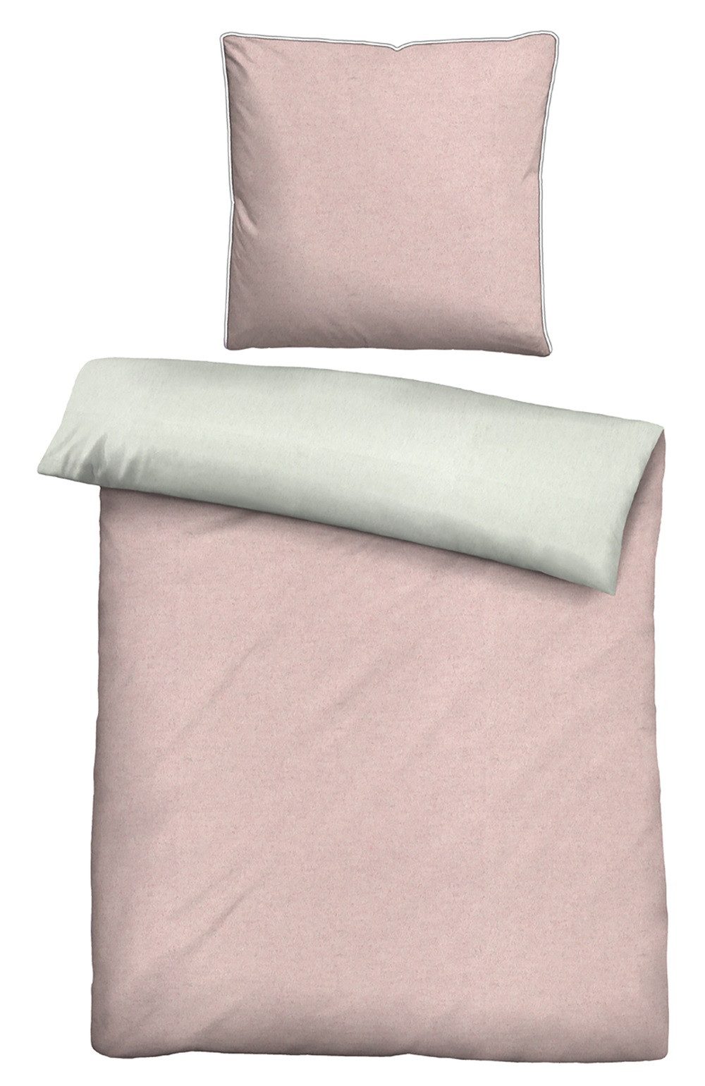 Biberna Bettwäsche Biberna Melange- Flanell Bettwäsche 'Uni' 135 x 200 cm Rose